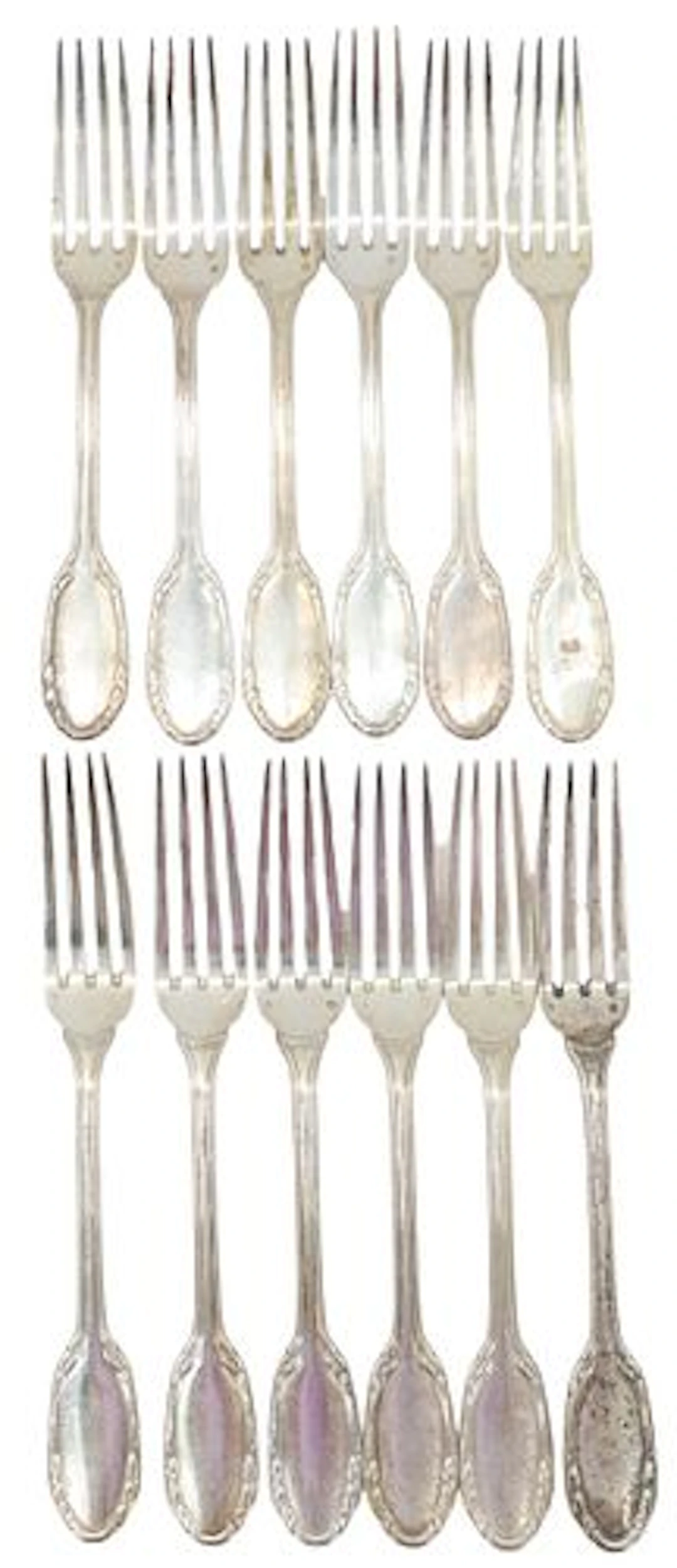 (12) Antique French Gustave Keller .950 Silver Forks - 36.410 ozt.