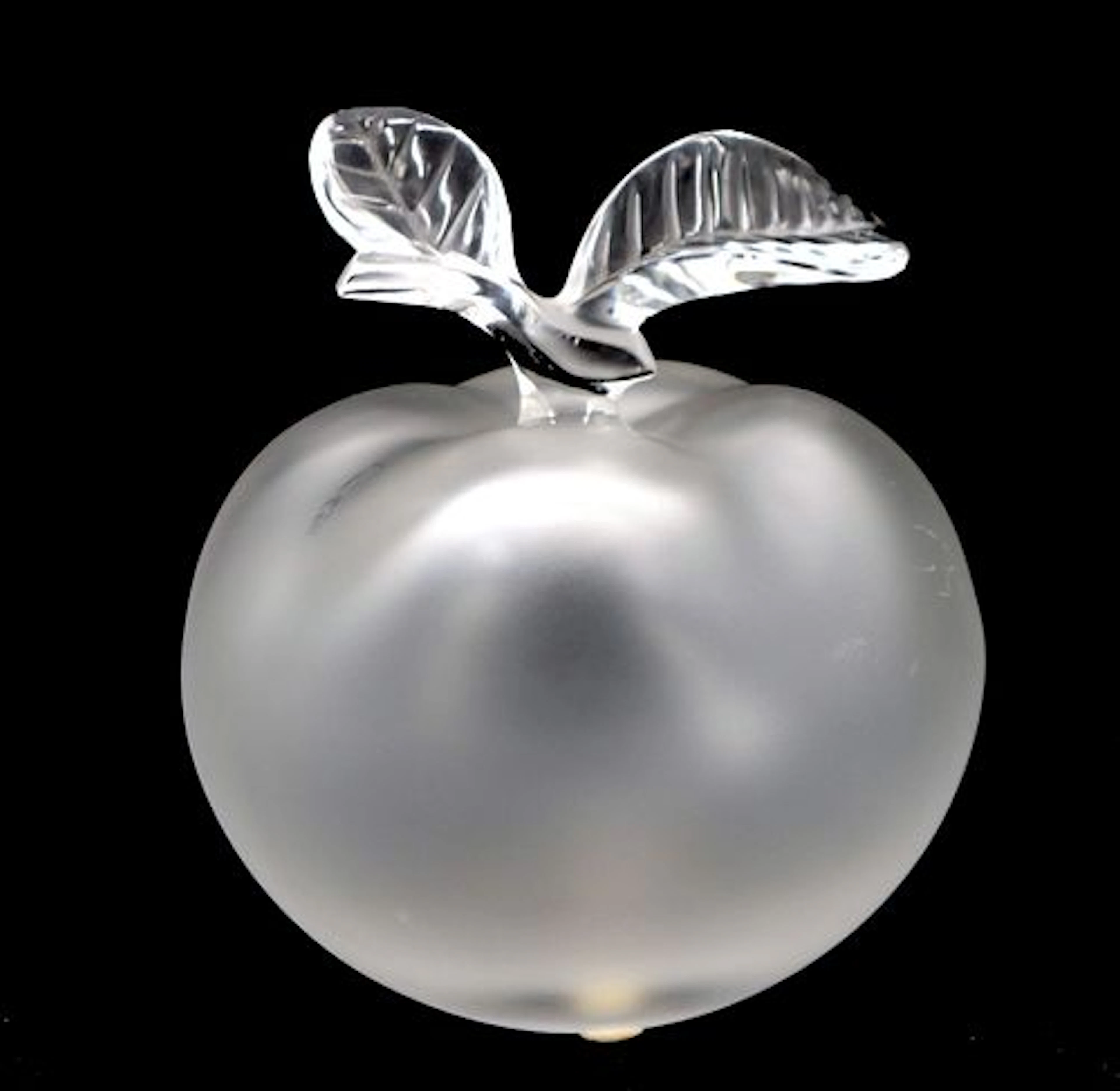 French Lalique 'Grande Pomme' Frosted Glass Apple