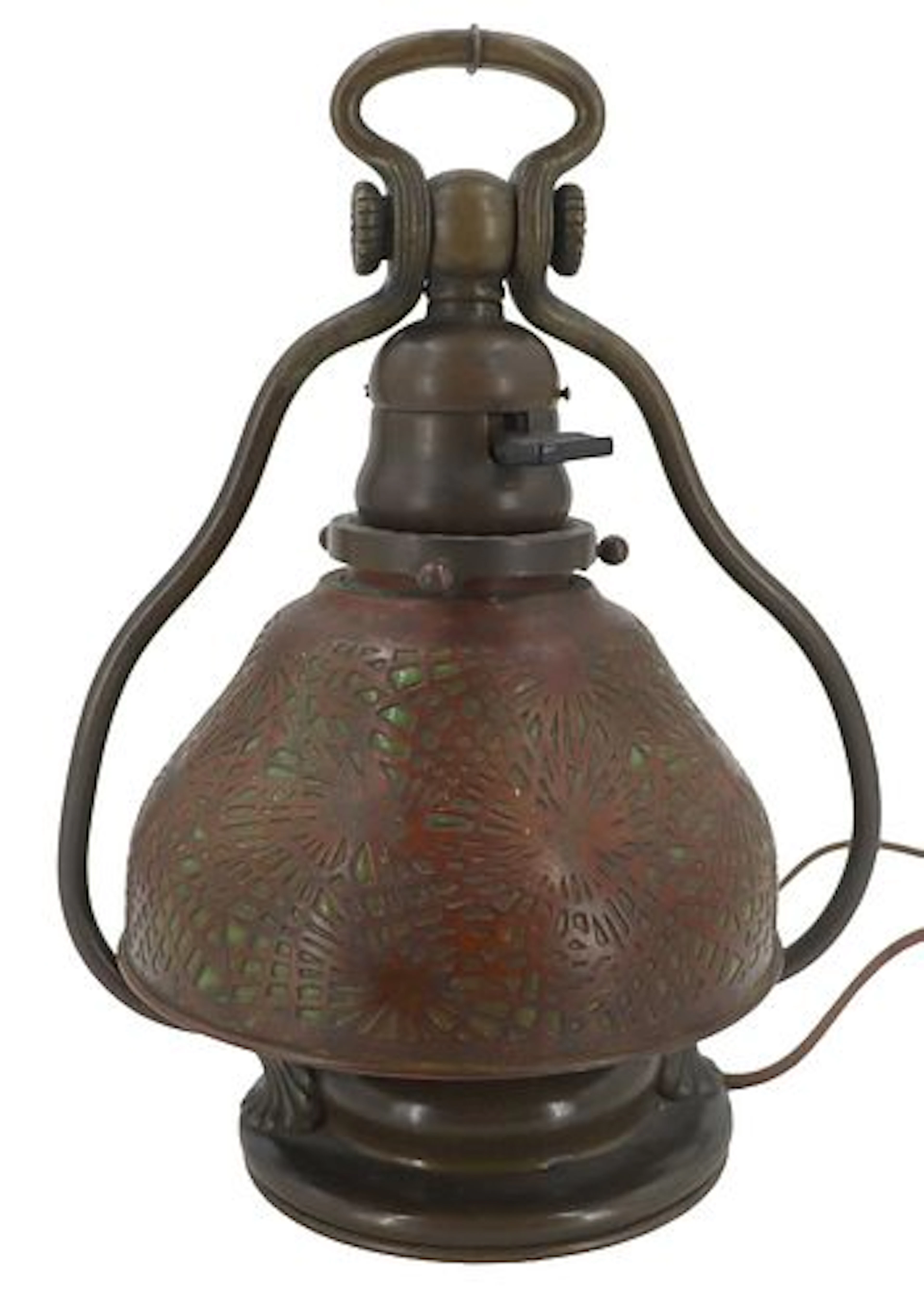 Tiffany Studios Bronze & Etched Metal Reticulated Glass "Pinecone