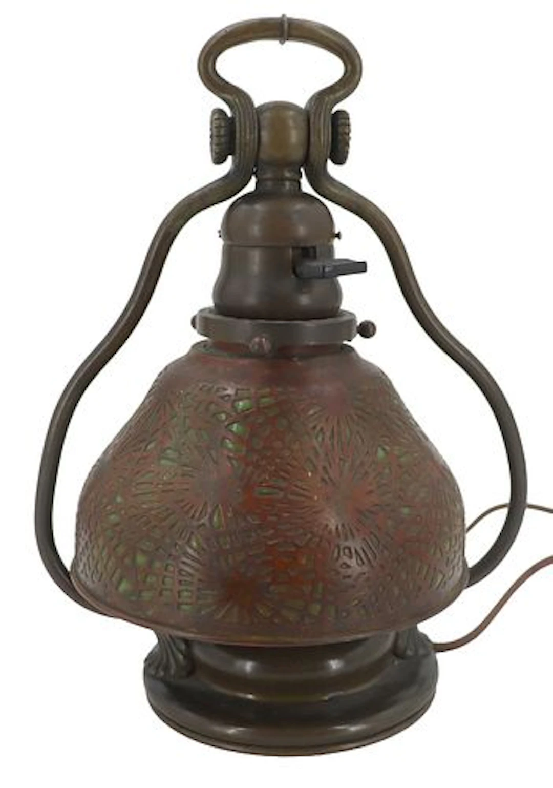 Tiffany Studios Bronze & Etched Metal Reticulated Glass "Pinecone