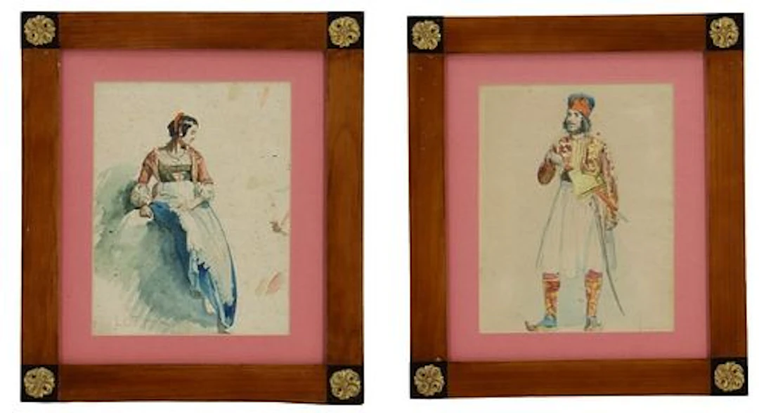 Choice Pair of Louis Comfort Tiffany (1848-1933) American, Watercolors