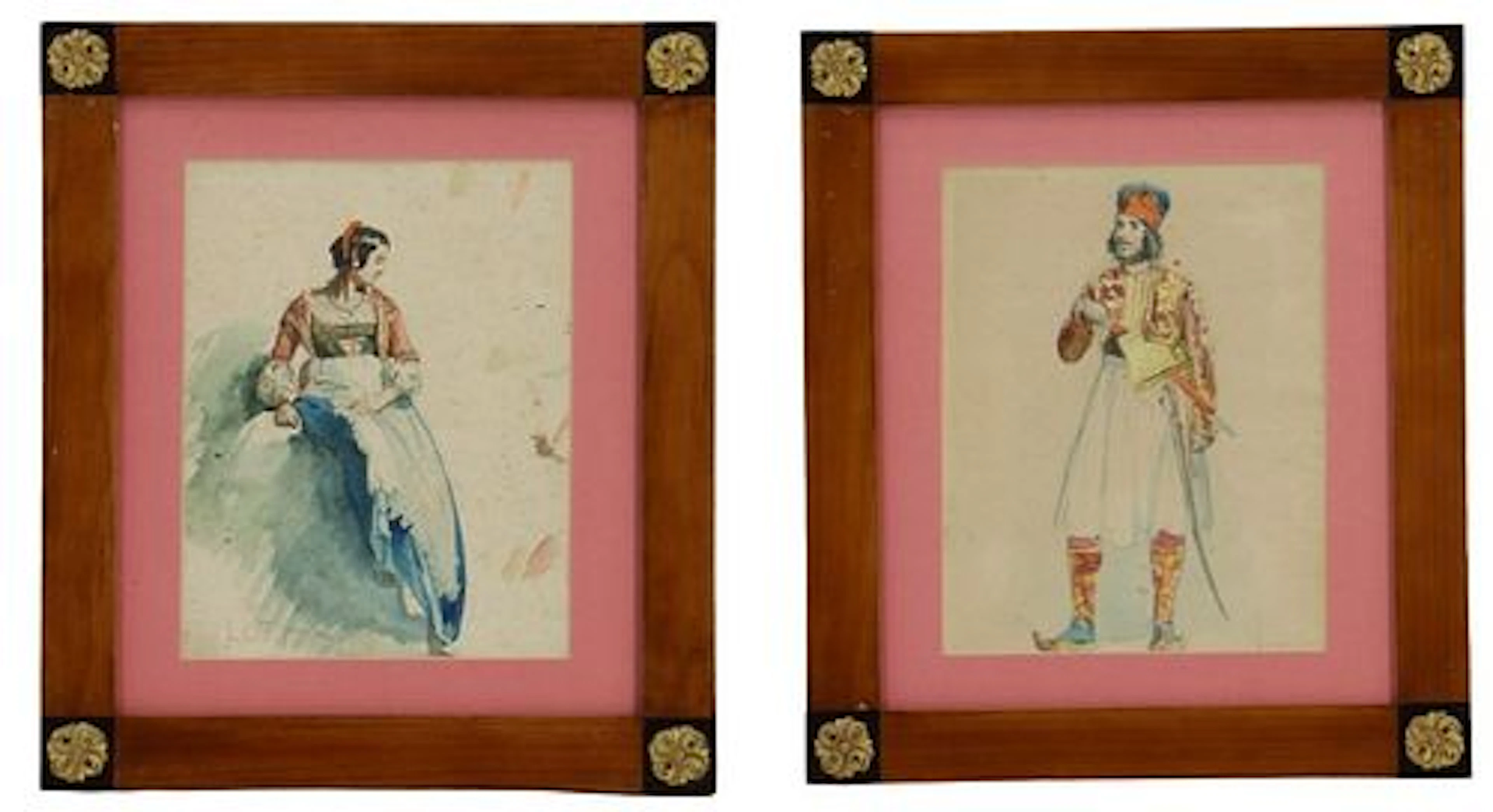 Choice Pair of Louis Comfort Tiffany (1848-1933) American, Watercolors
