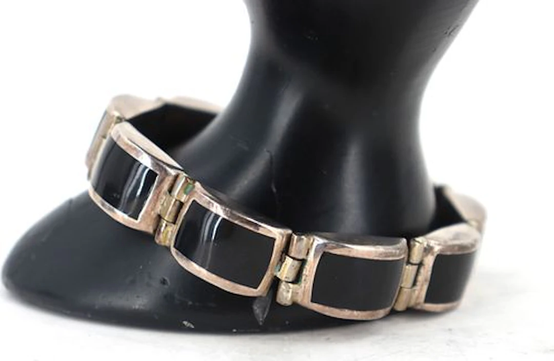 Sterling Silver and Onyx Bracelet - Gross 1.555 ozt.