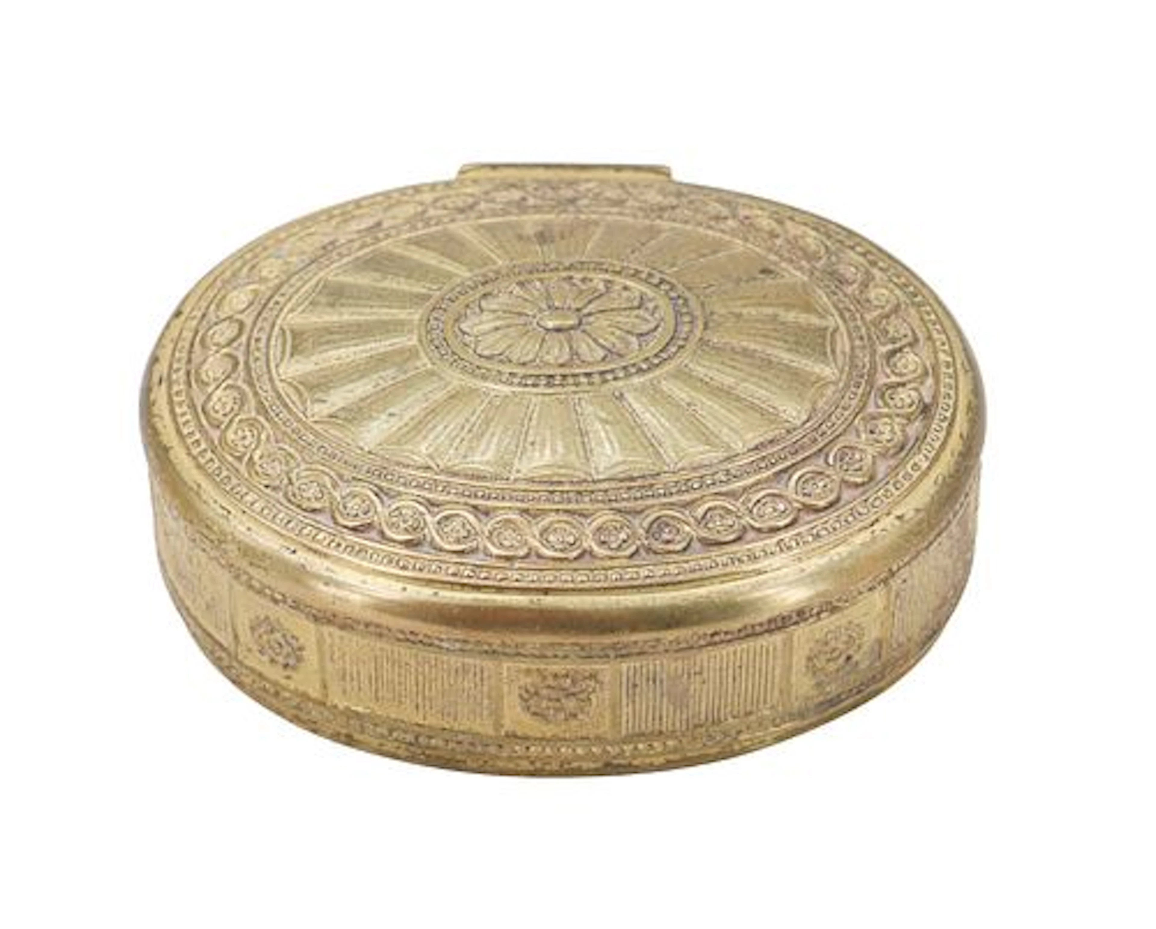 Antique Tiffany Studios "Adam" Gilt Bronze Oval Trinket Box