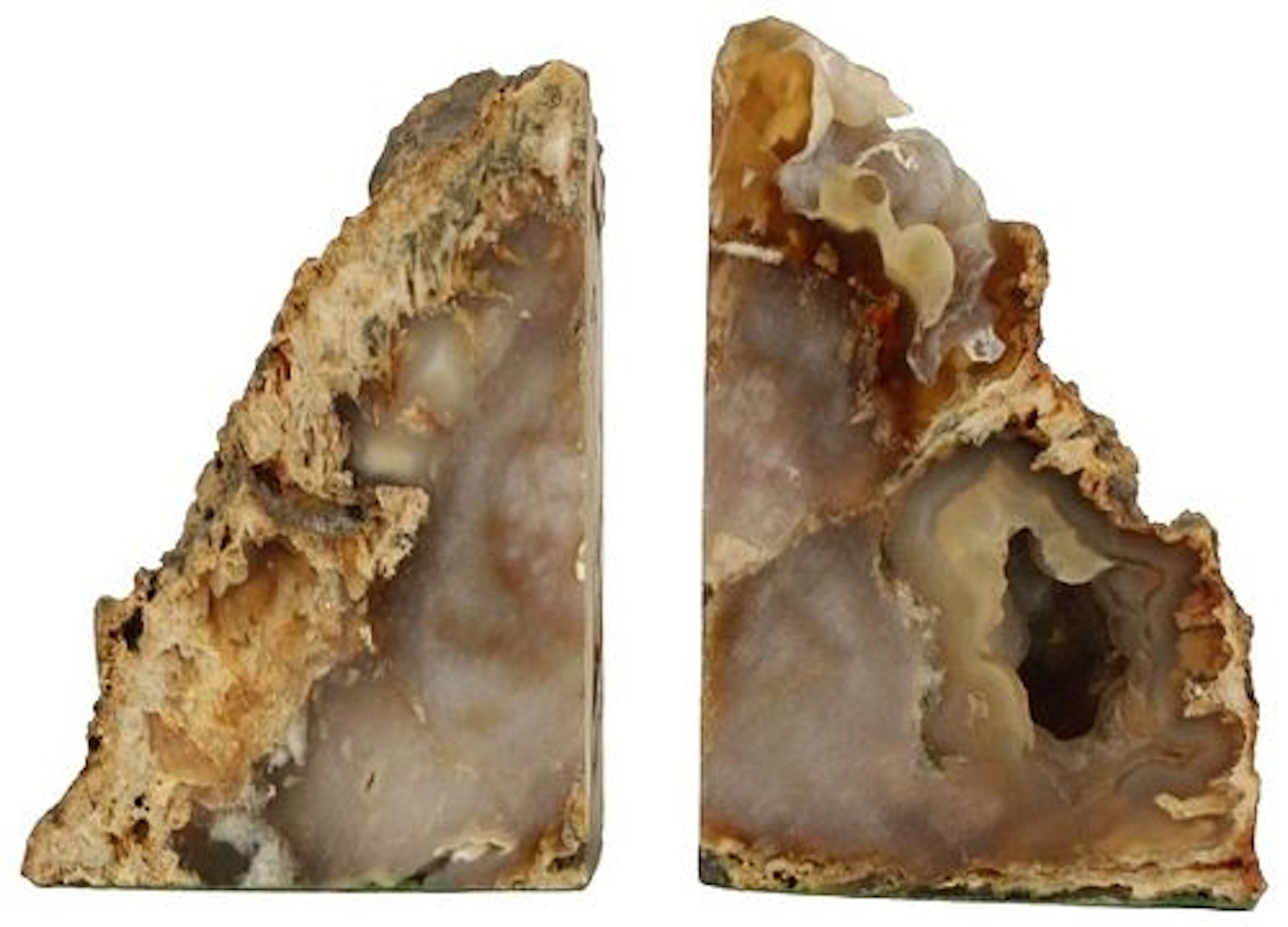(2) Cut Agate Bookends