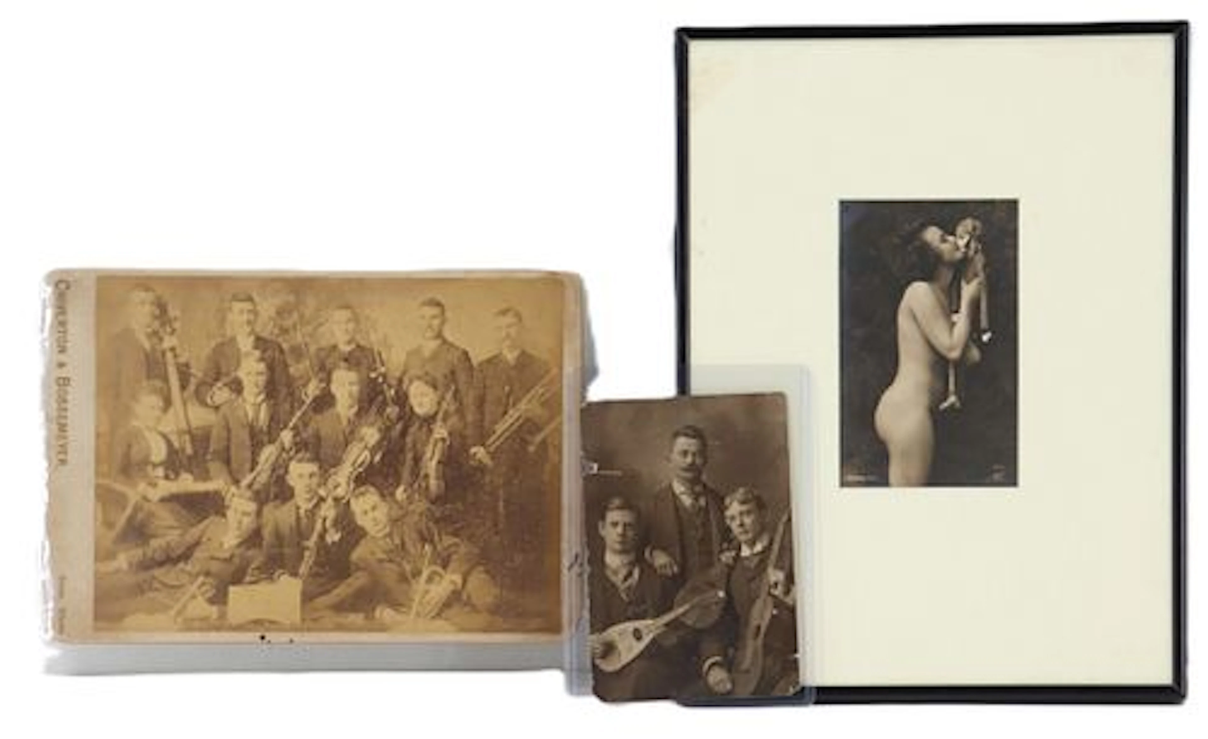 (3) Vintage Photographs - Band with Instruments, Group with Instruments