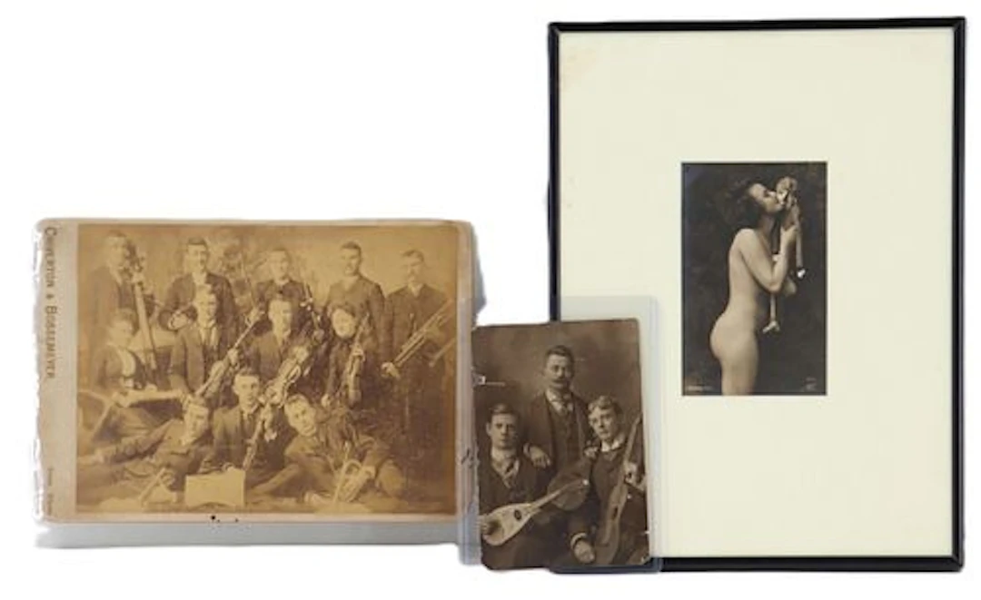 (3) Vintage Photographs - Band with Instruments, Group with Instruments