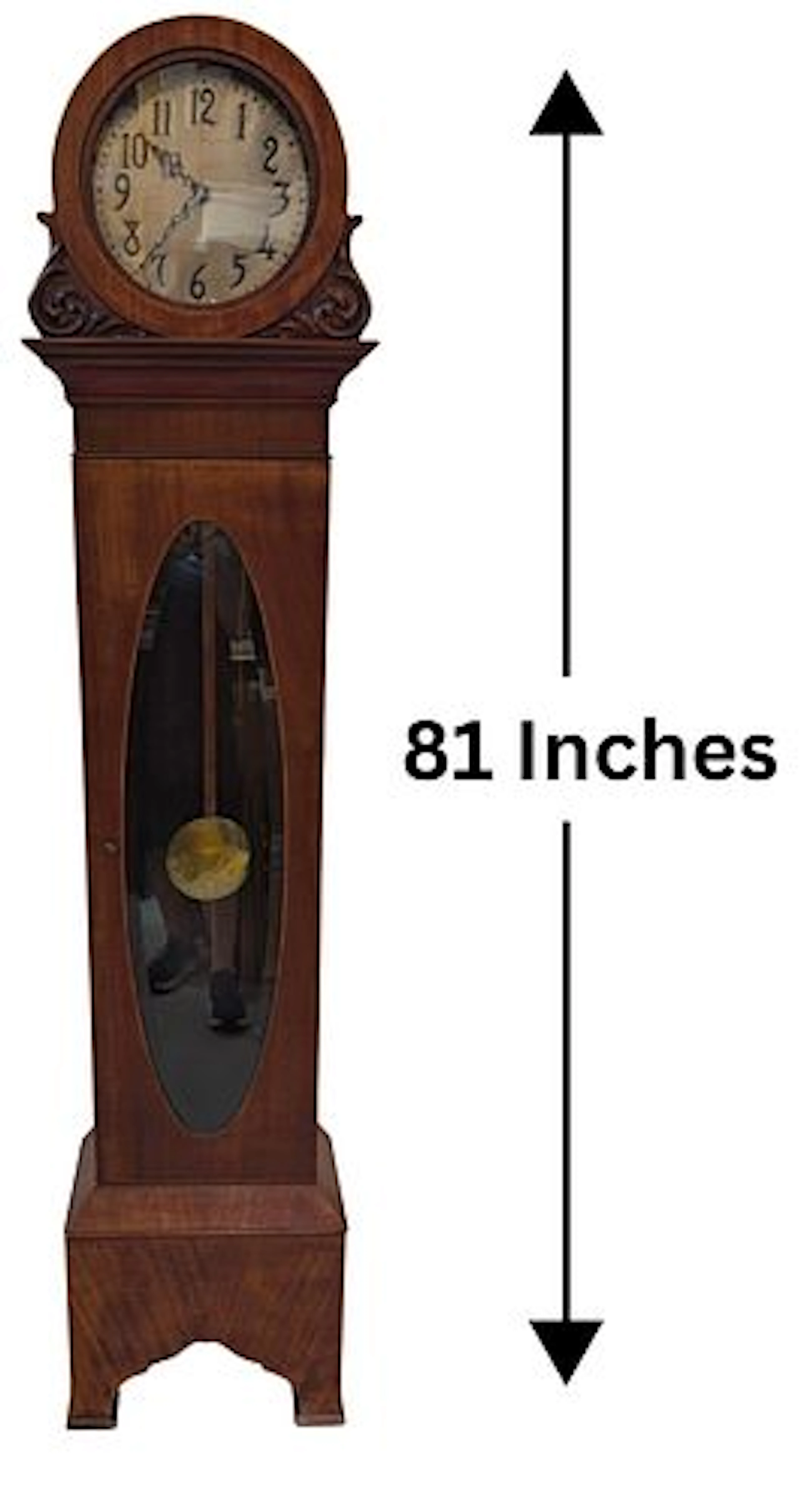 Antique Scottish Drumhead Mahogany Grandfather Clock