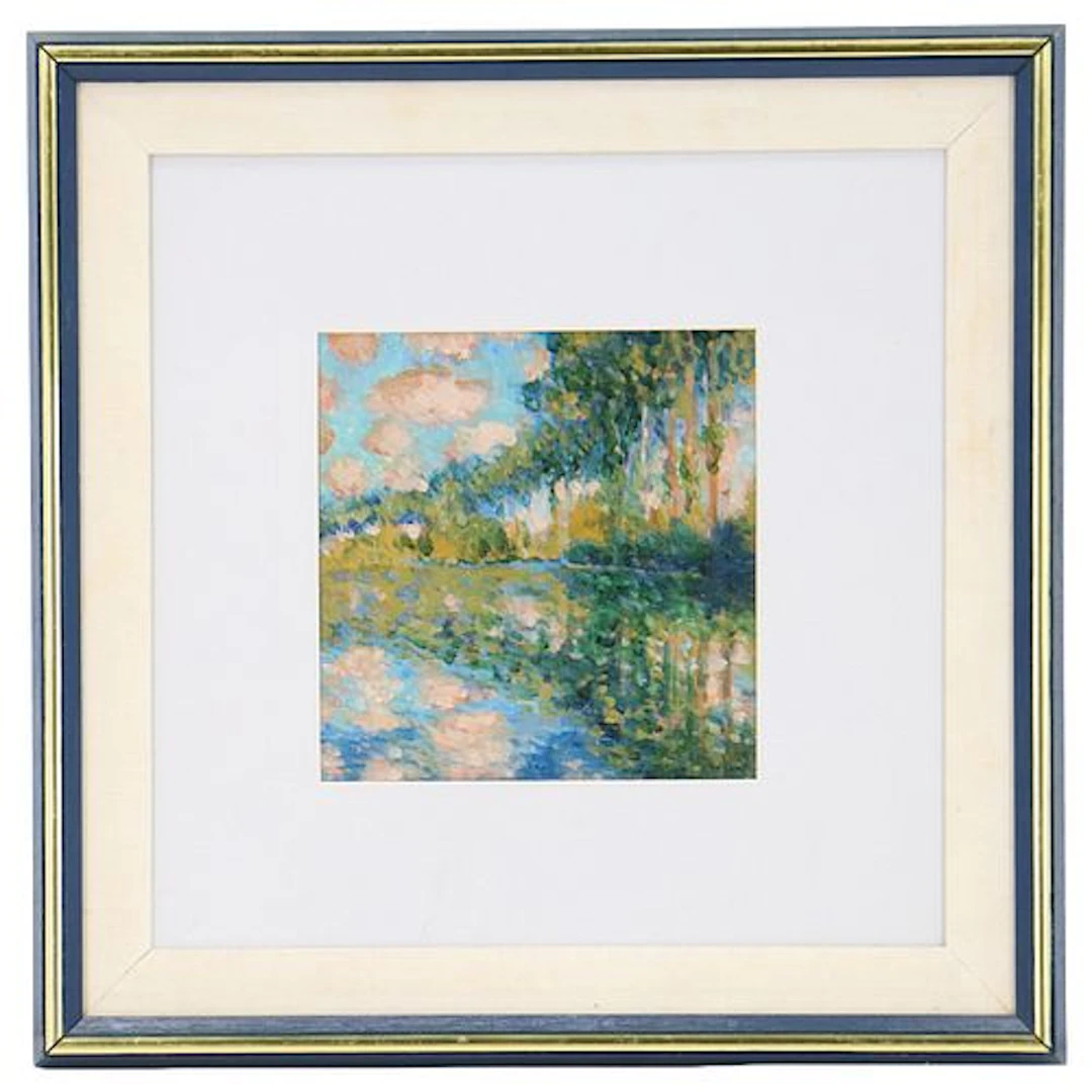 After Claude Monet, Oil on Masonite, "Poplars on the Epte, 1891"