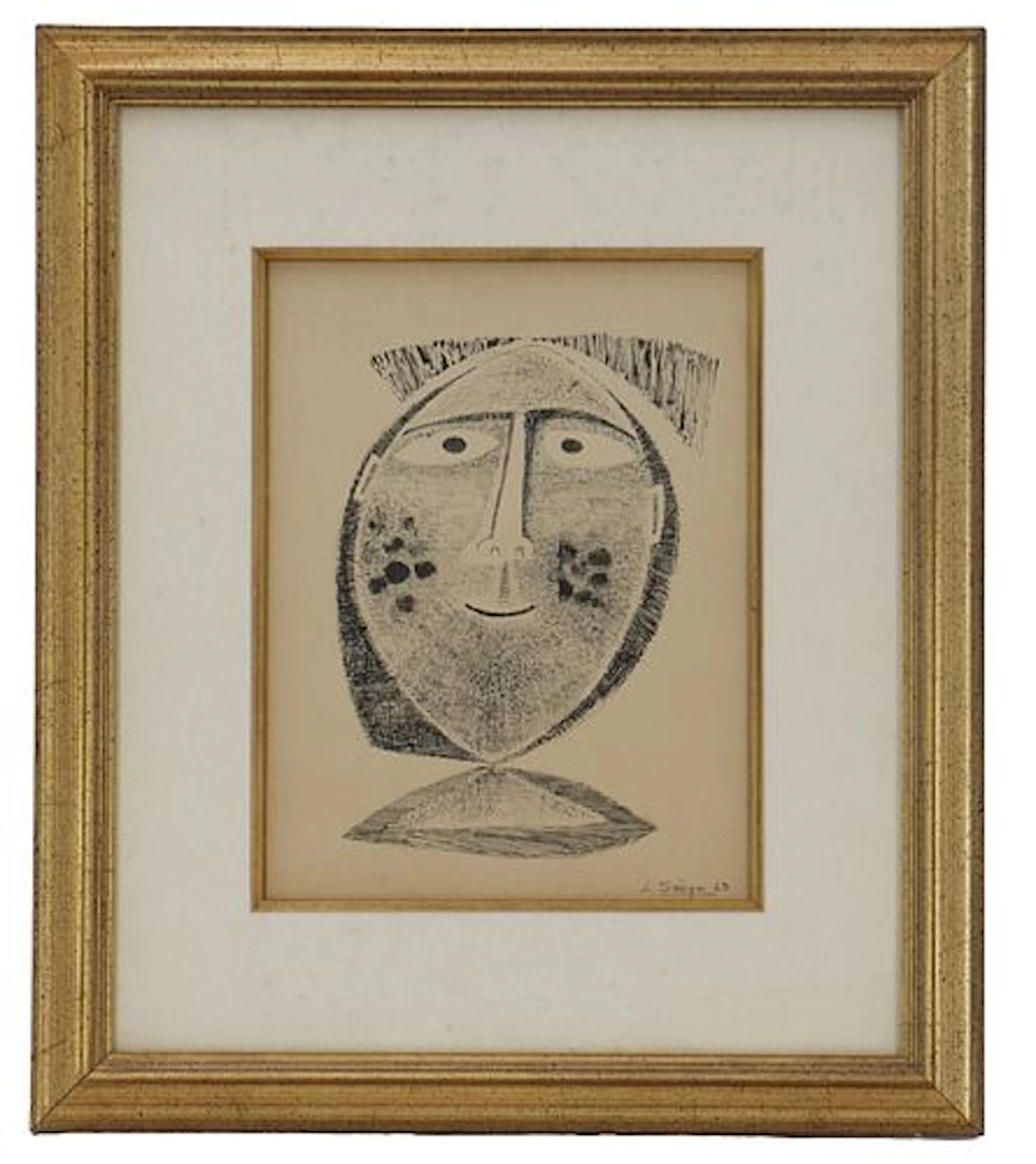 Leoncio Saenz (1935-2008) Nicaraguan, Original Ink on Paper "Face"