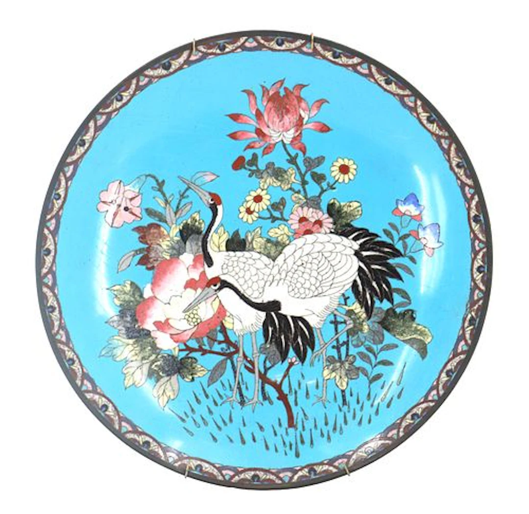 Antique Japanese Cloisonne Enamel Wall Plate