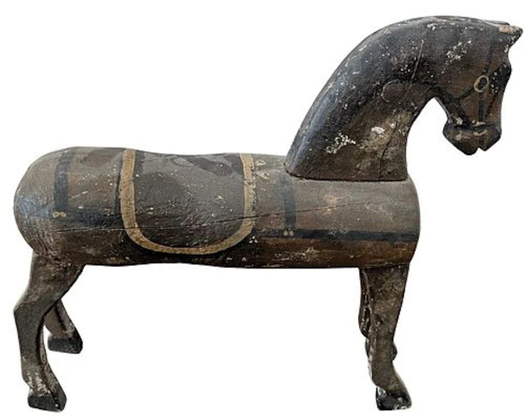 Vintage Indian Folk Art Carved Wood Horse