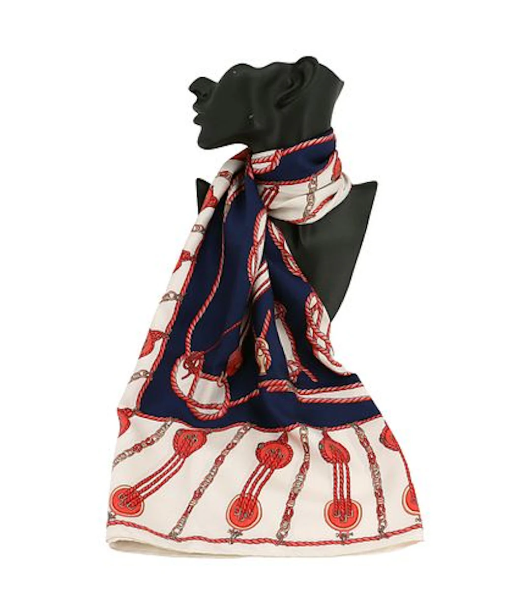 Celine Paris Navy and Red Nautical Silk Scarf