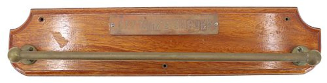 Captains Teak & Brass Towel Bar and Plaque, "Captains Shower"
