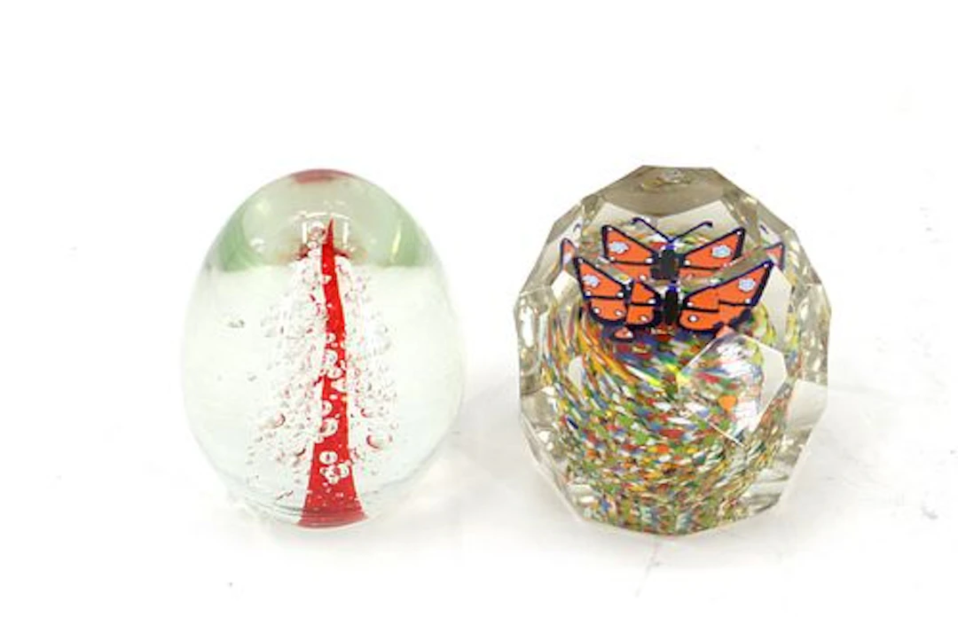 (2) Murano Art Glass Paperweights