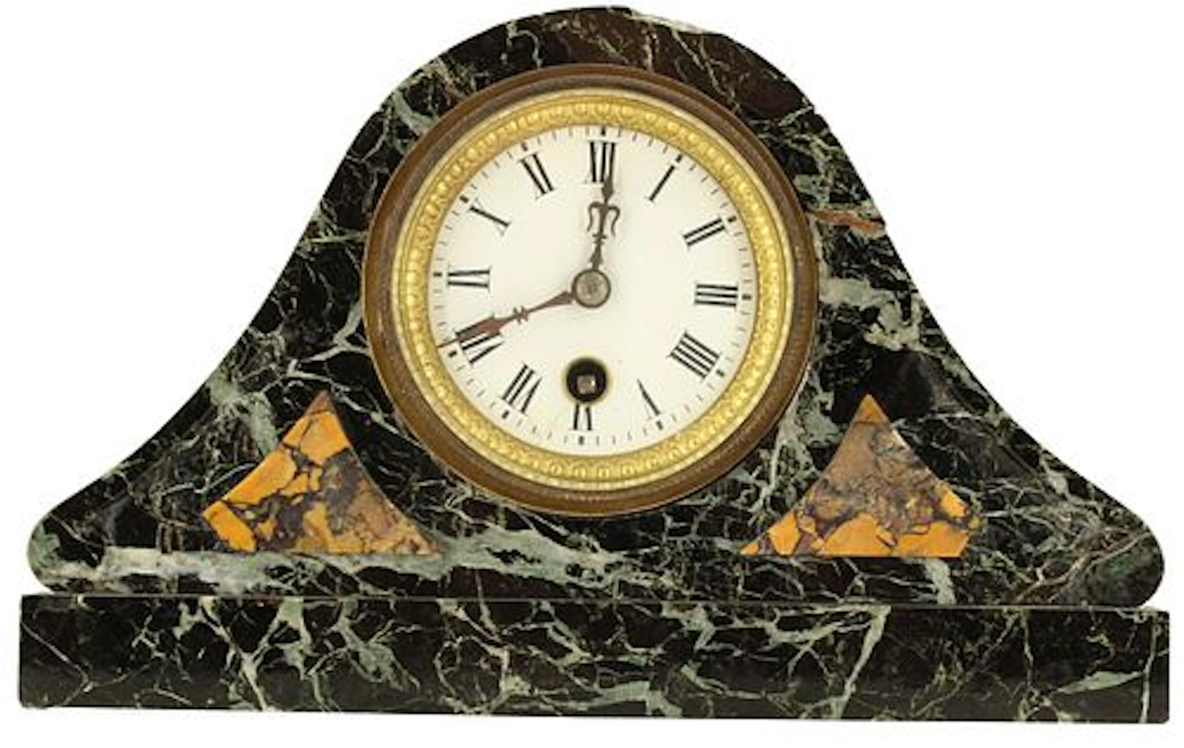 Japy Freres French Black Marble Mantel Clock - AS IS