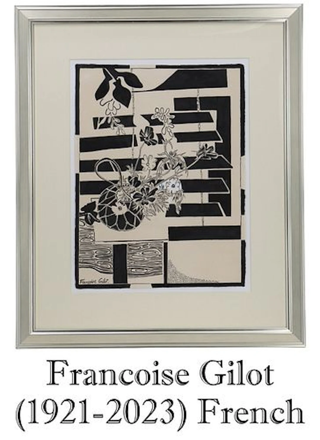 Francoise Gilot (1921-2023) French, Original India Ink Drawing "Japanese