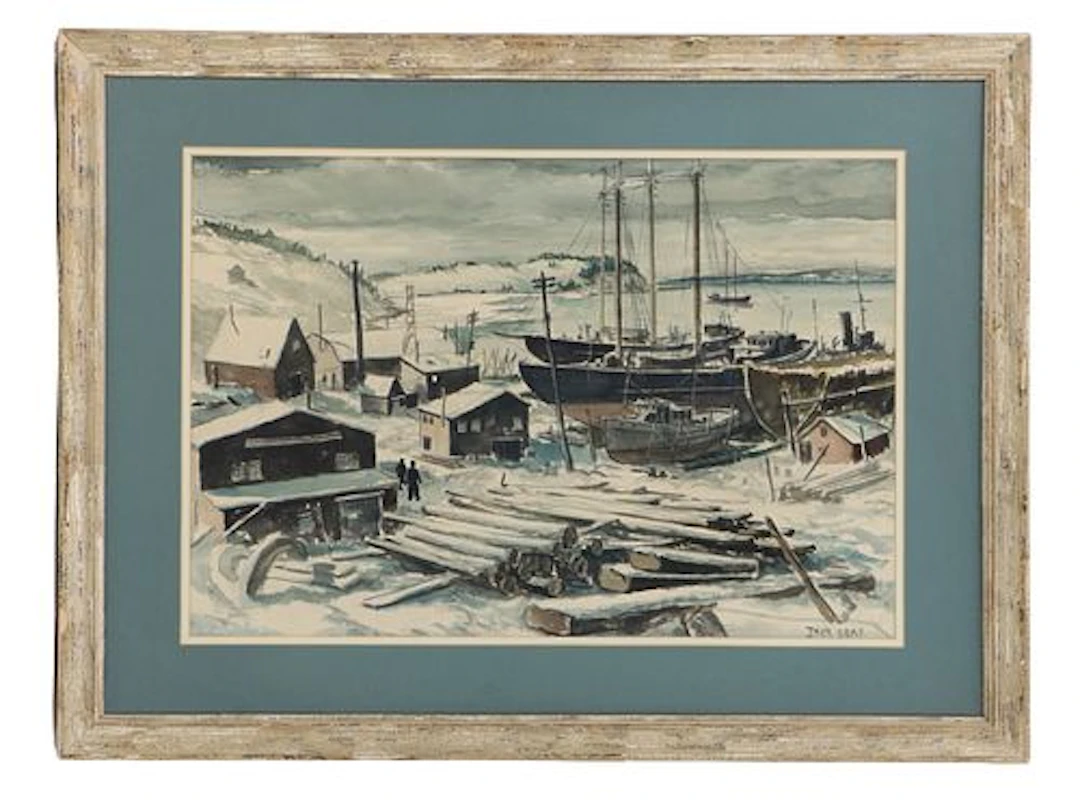 Jack L. Gray (1927-1981) Canadian, Original Winter Maritime Watercolor