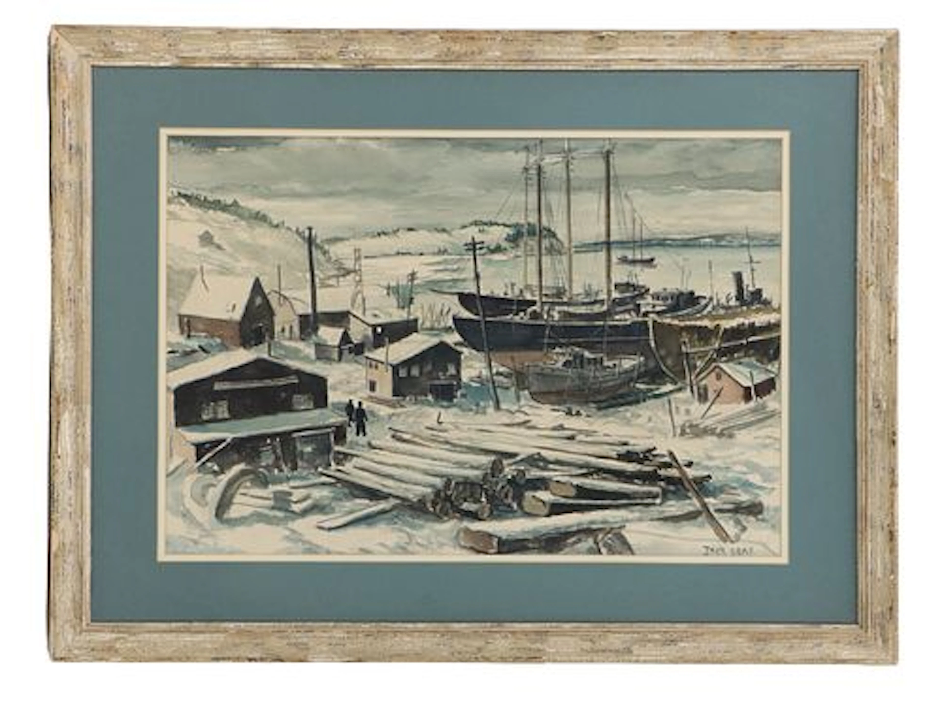 Jack L. Gray (1927-1981) Canadian, Original Winter Maritime Watercolor
