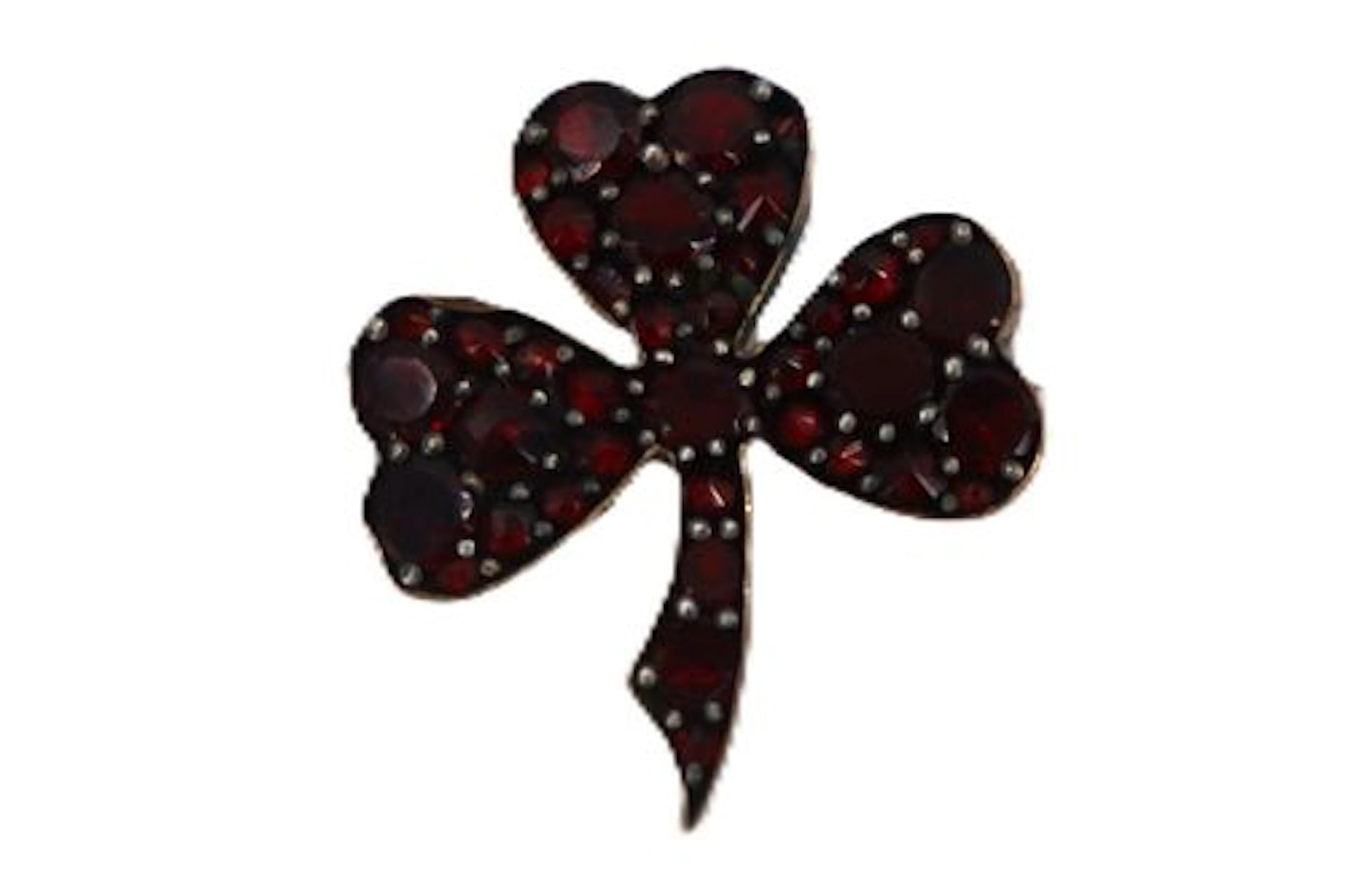 Tested 10k Gold and Garnet Clover Shaped Brooch - Gross 2.4 g.