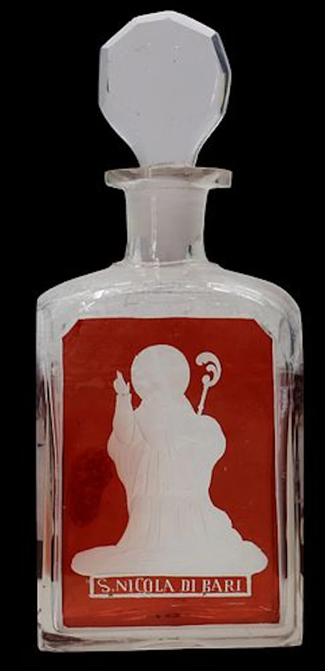 Antique Italian "Manna" of Saint Nicholas of Bari Glass Decanter