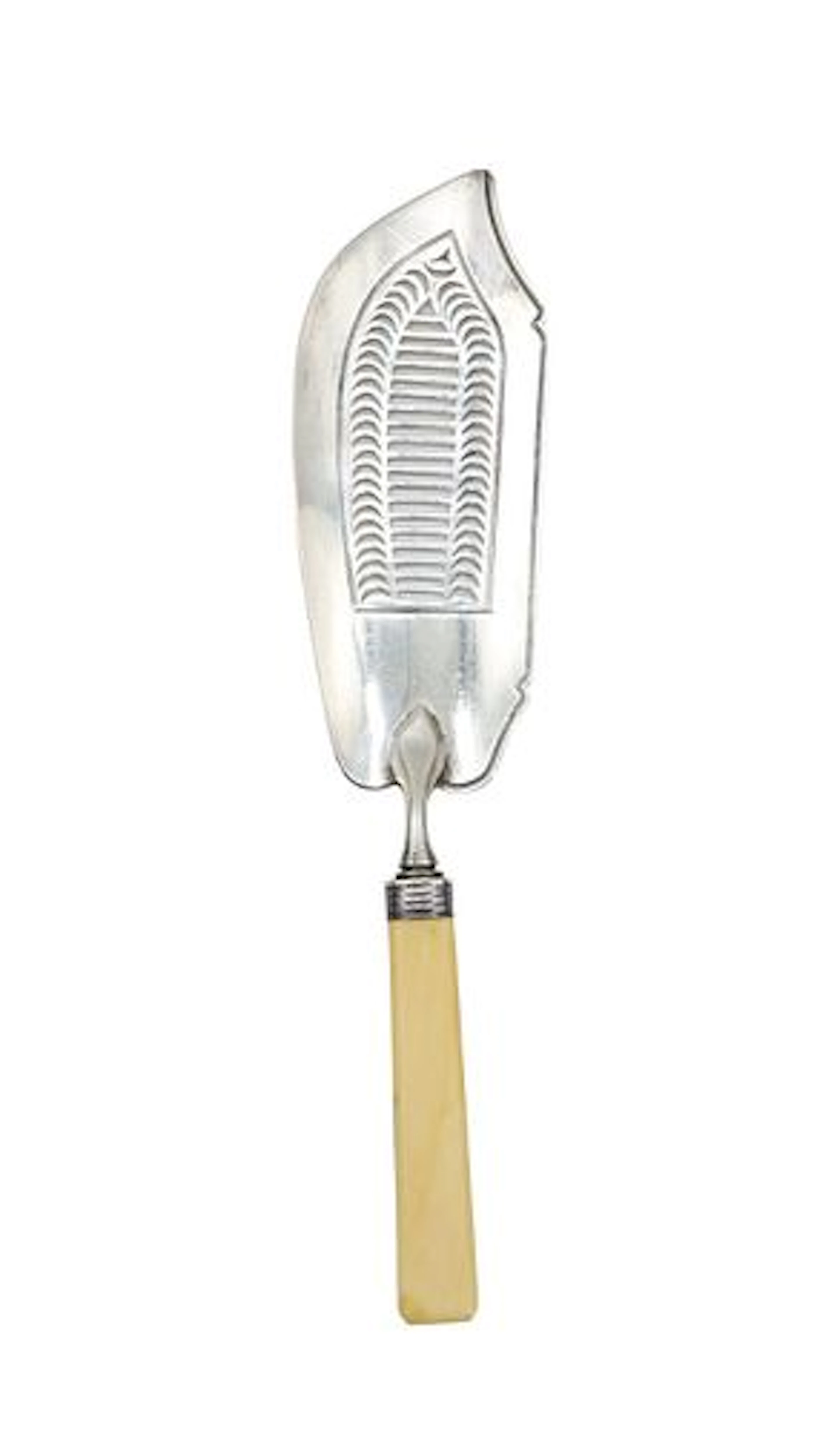 Antique English Georgian Sterling Silver Fish Slice Server with Bone Handl