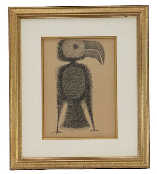 Leoncio Saenz (1935-2008) Nicaraguan, Original Ink on Paper "Toucan"