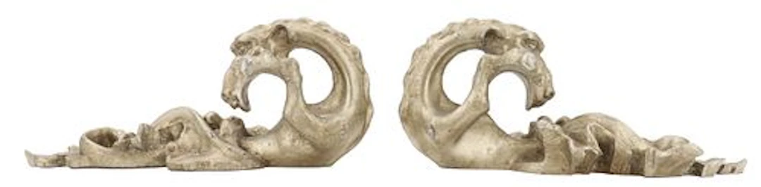 Pair of Curtain Tiebacks with Gargoyle Heads in Classical Acanthus Leaf Foliage