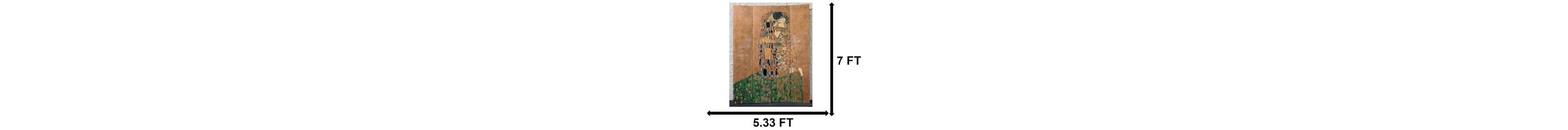 Wooden Folding Room Screen Decorated with "The Kiss" by Gustav Klimt