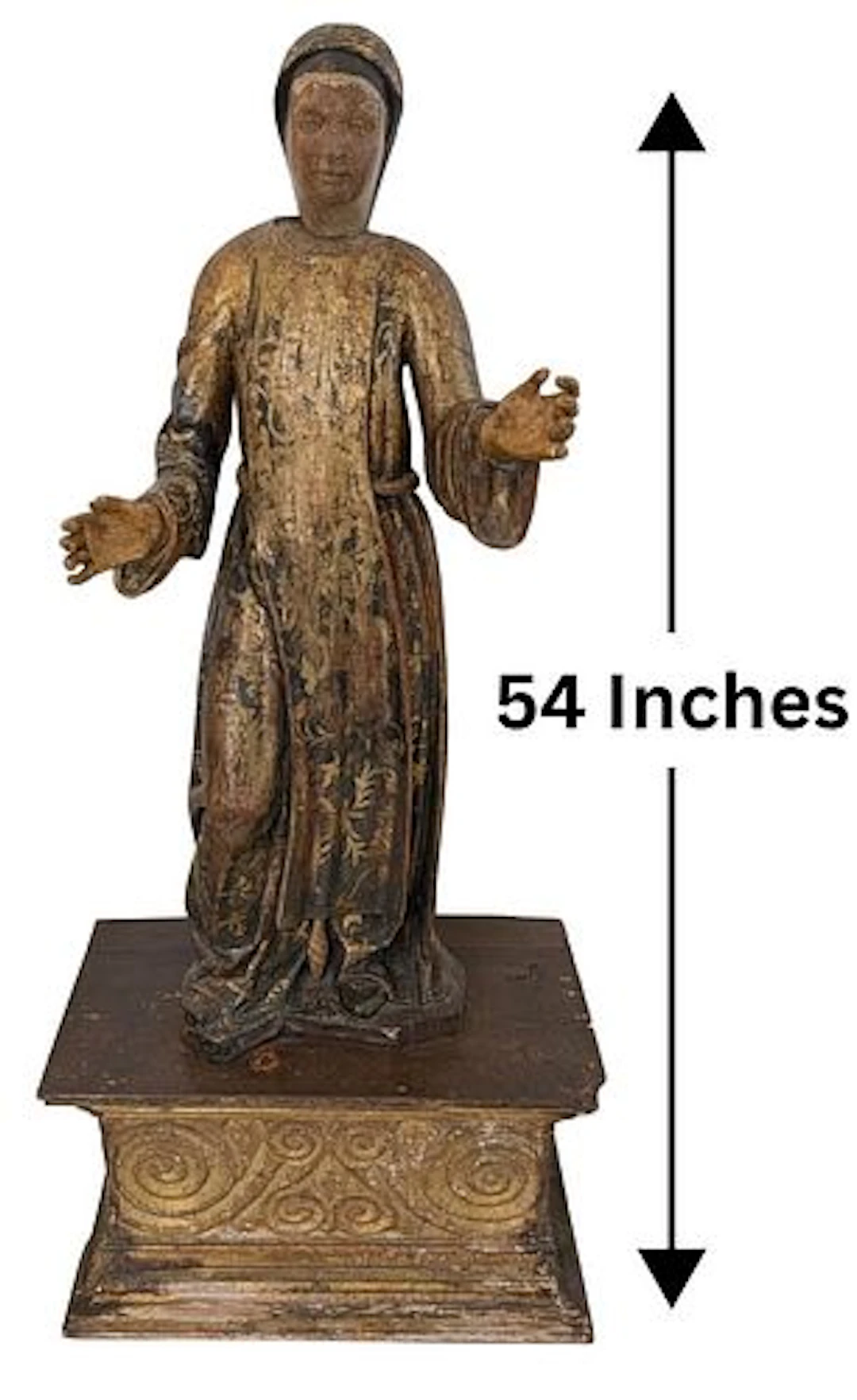 17th Century Italian Carved Gilt Wood Statue of Mary