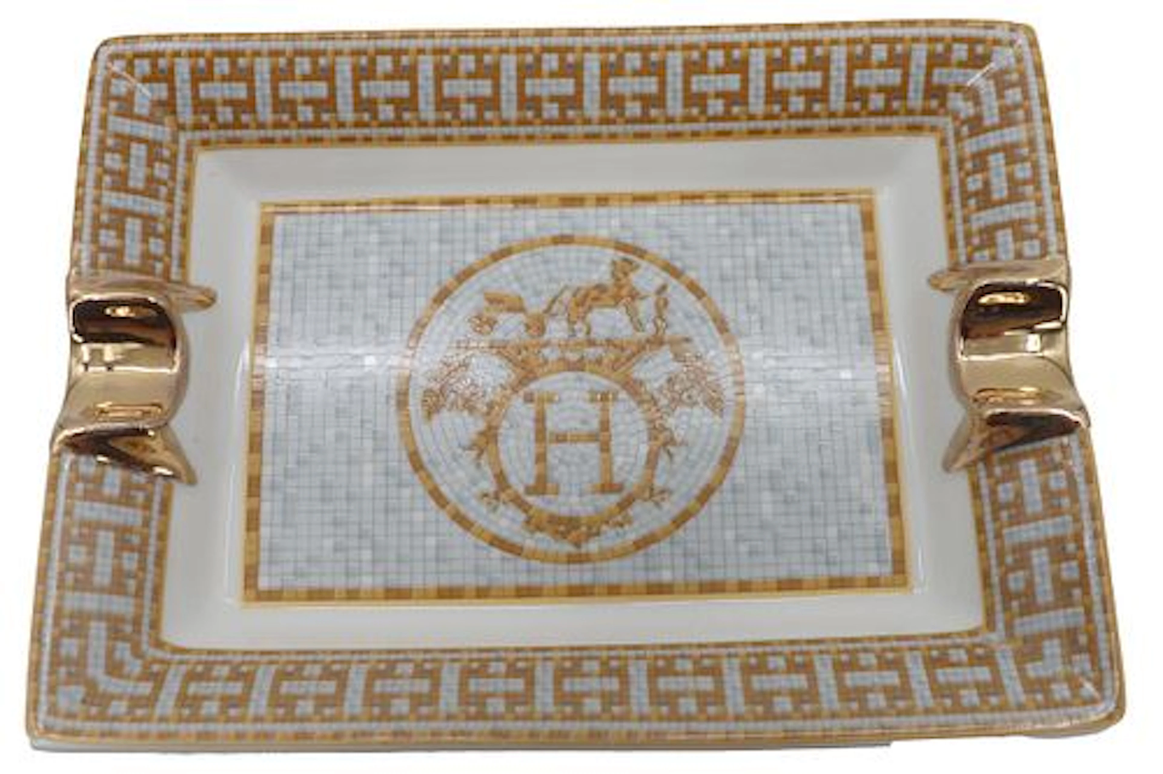 Hermes Mosaique au 24 Gold Porcelain Ashtray