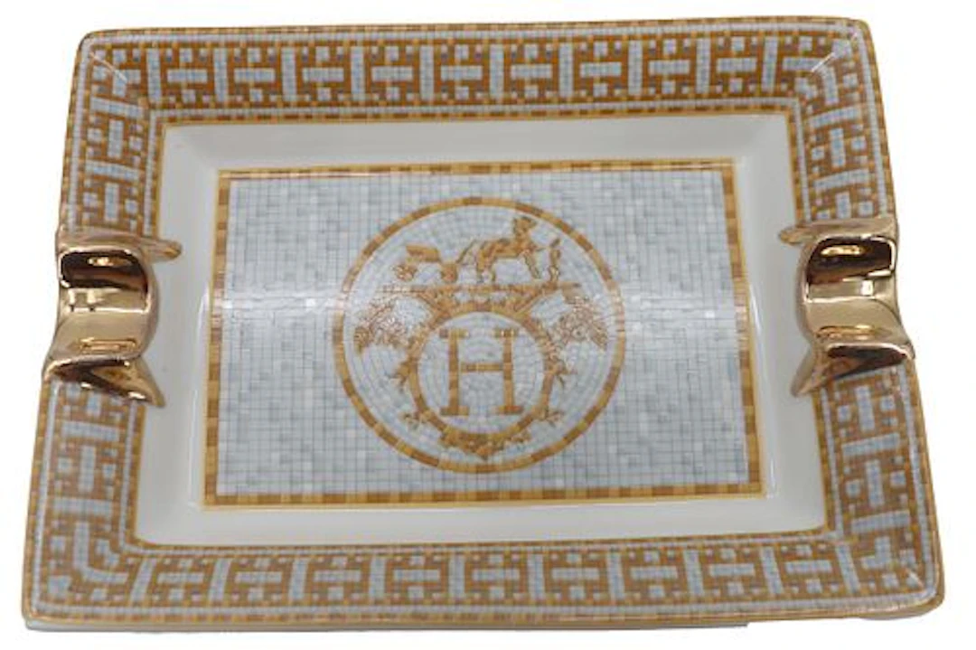 Hermes Mosaique au 24 Gold Porcelain Ashtray