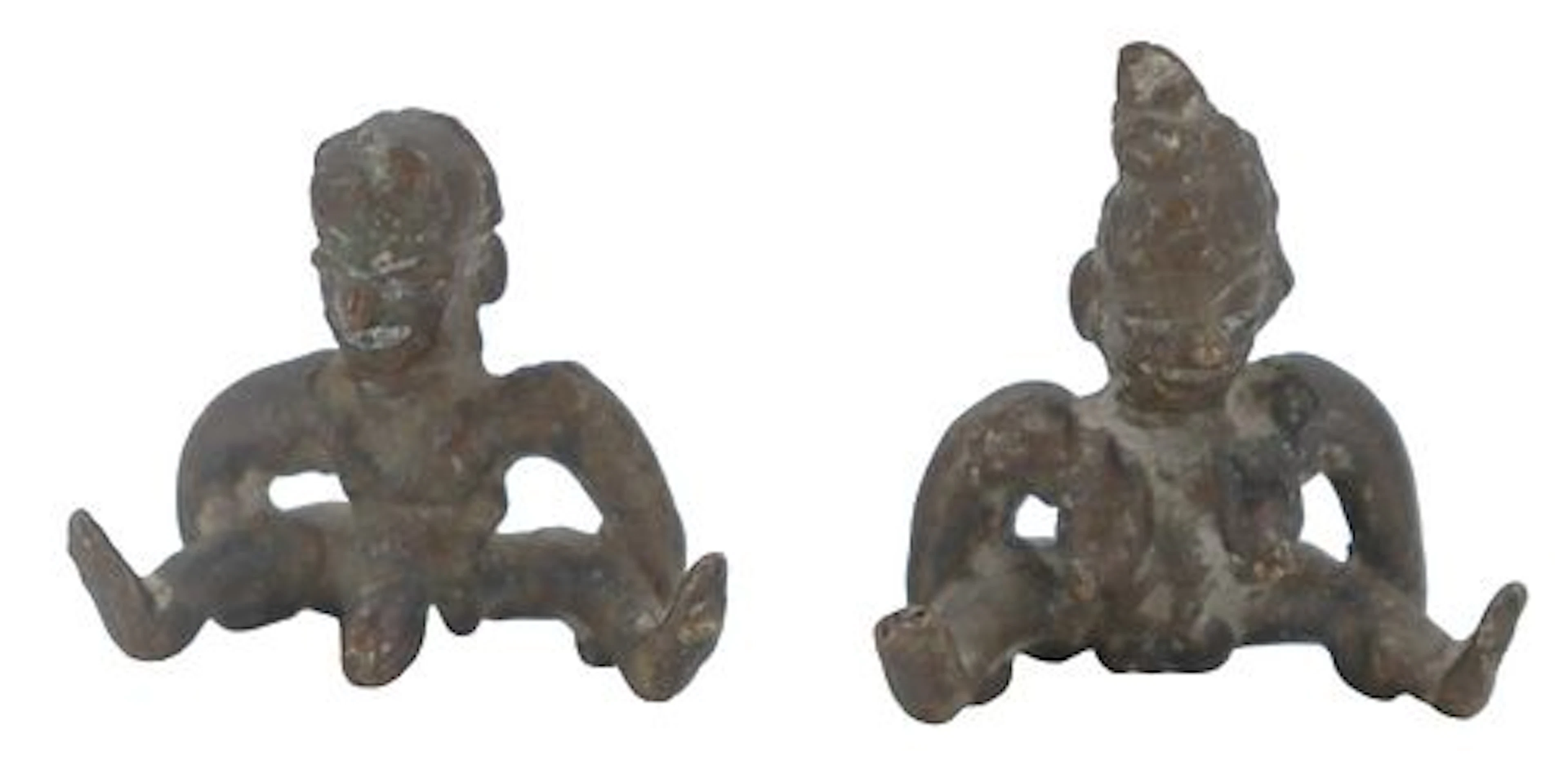 (2) Khmer Style Bronze Couple Fertility Ornaments