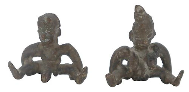 (2) Khmer Style Bronze Couple Fertility Ornaments