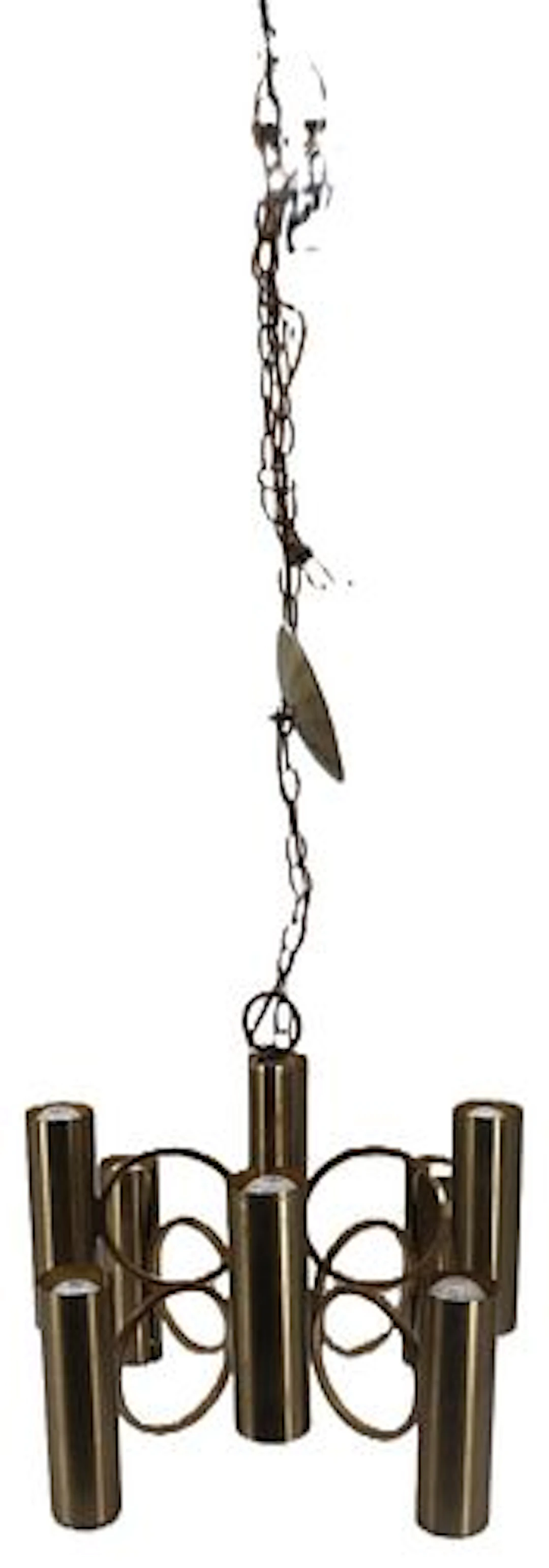 1960s Lightolier Multi Metal 8 Light Chandelier