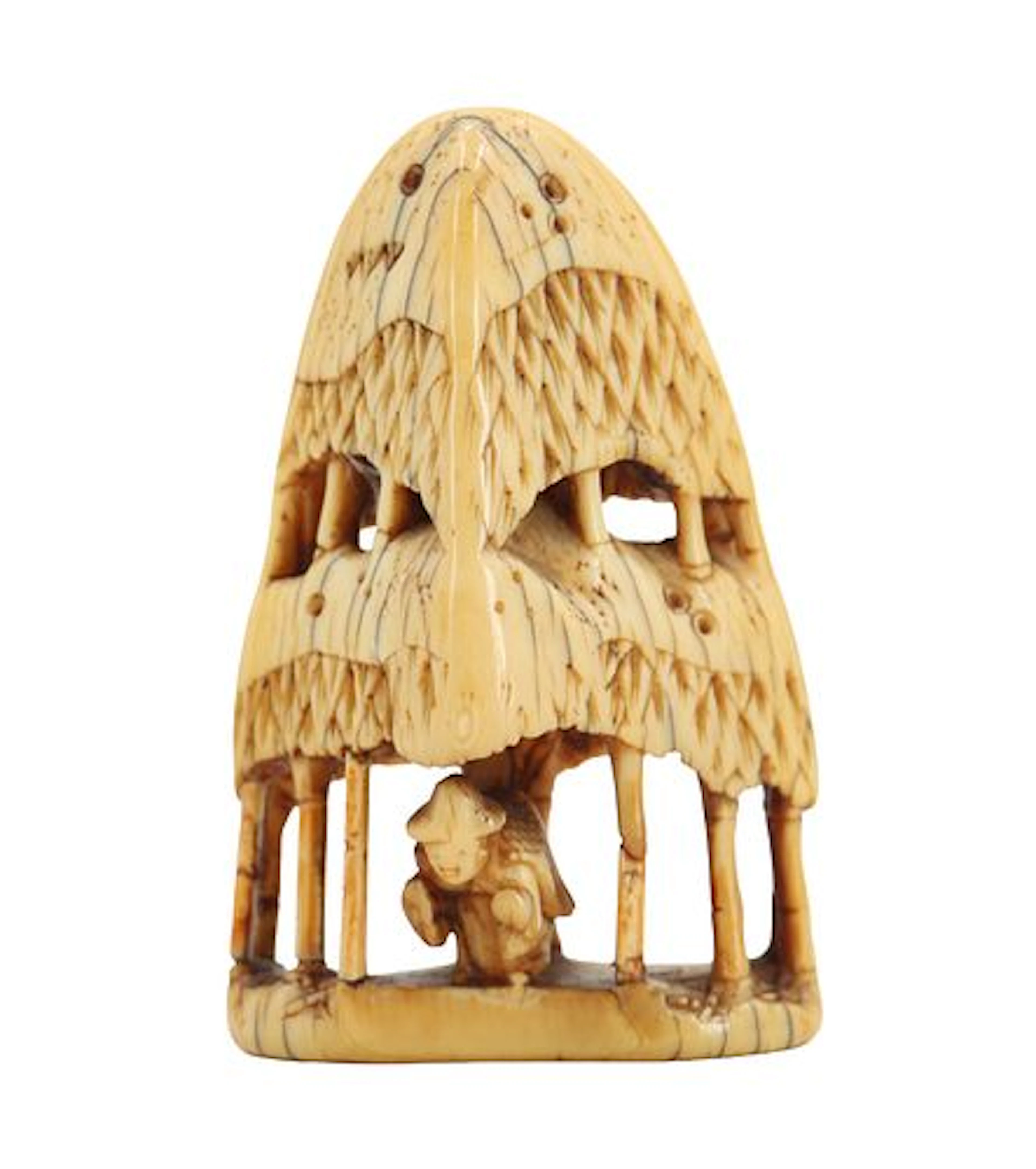 19th Century Japanese Large Carved Bone Netsuke