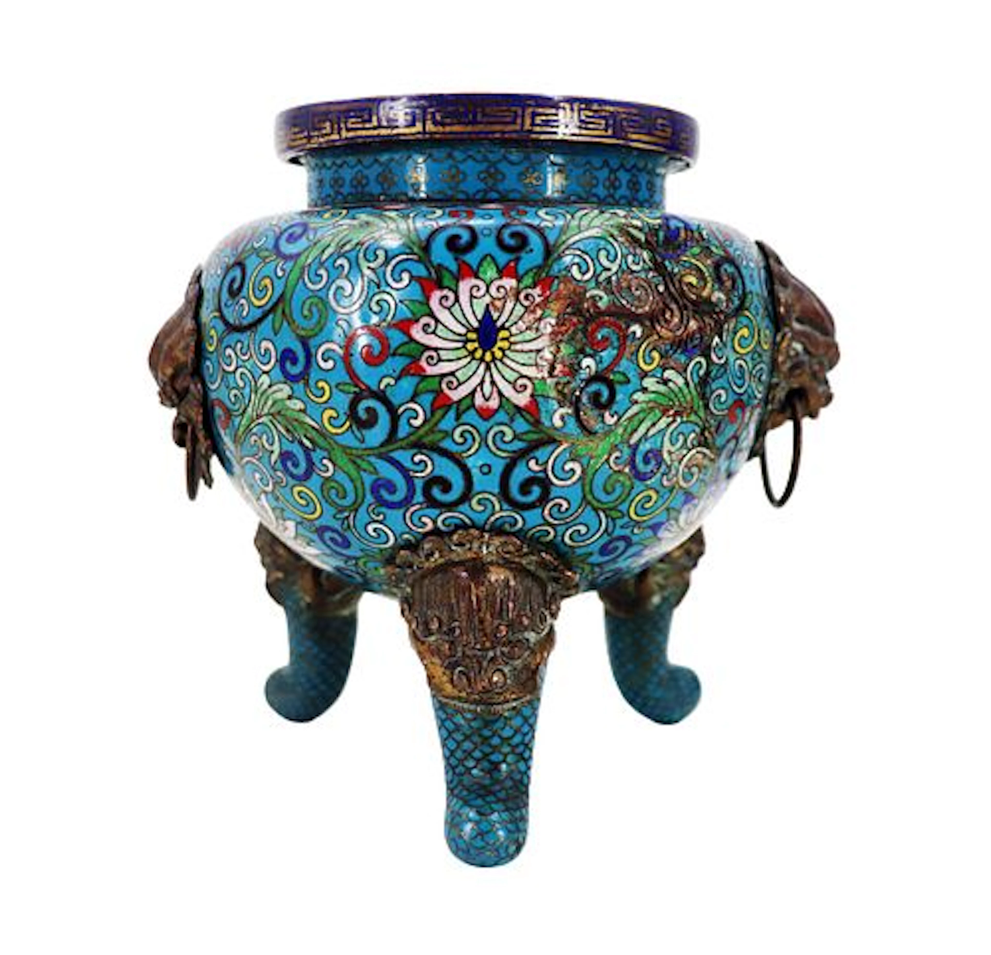 Chinese Qing Dynasty Cloisonne Enamel Tripod Censer