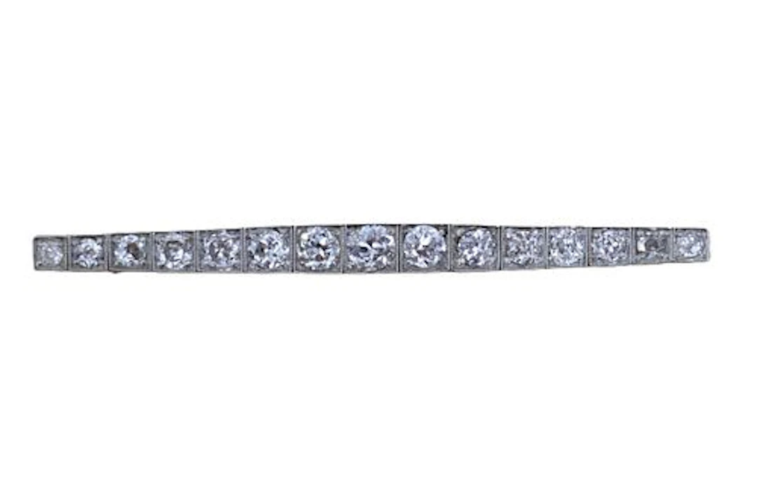 Attributed to Tiffany & Co. Gold and Diamond Bar Brooch - Gross 5.2 g.