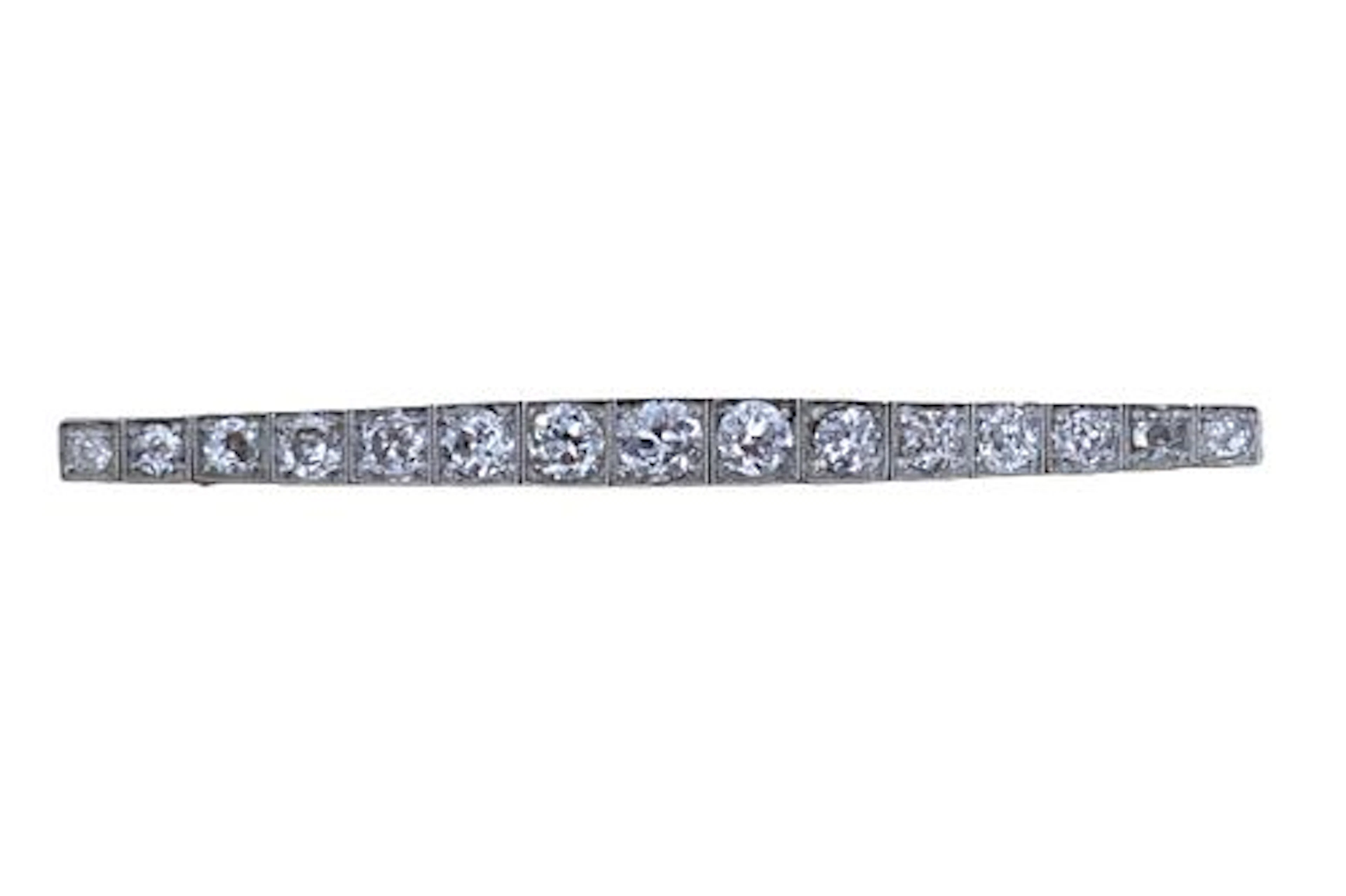Attributed to Tiffany & Co. Gold and Diamond Bar Brooch - Gross 5.2 g.