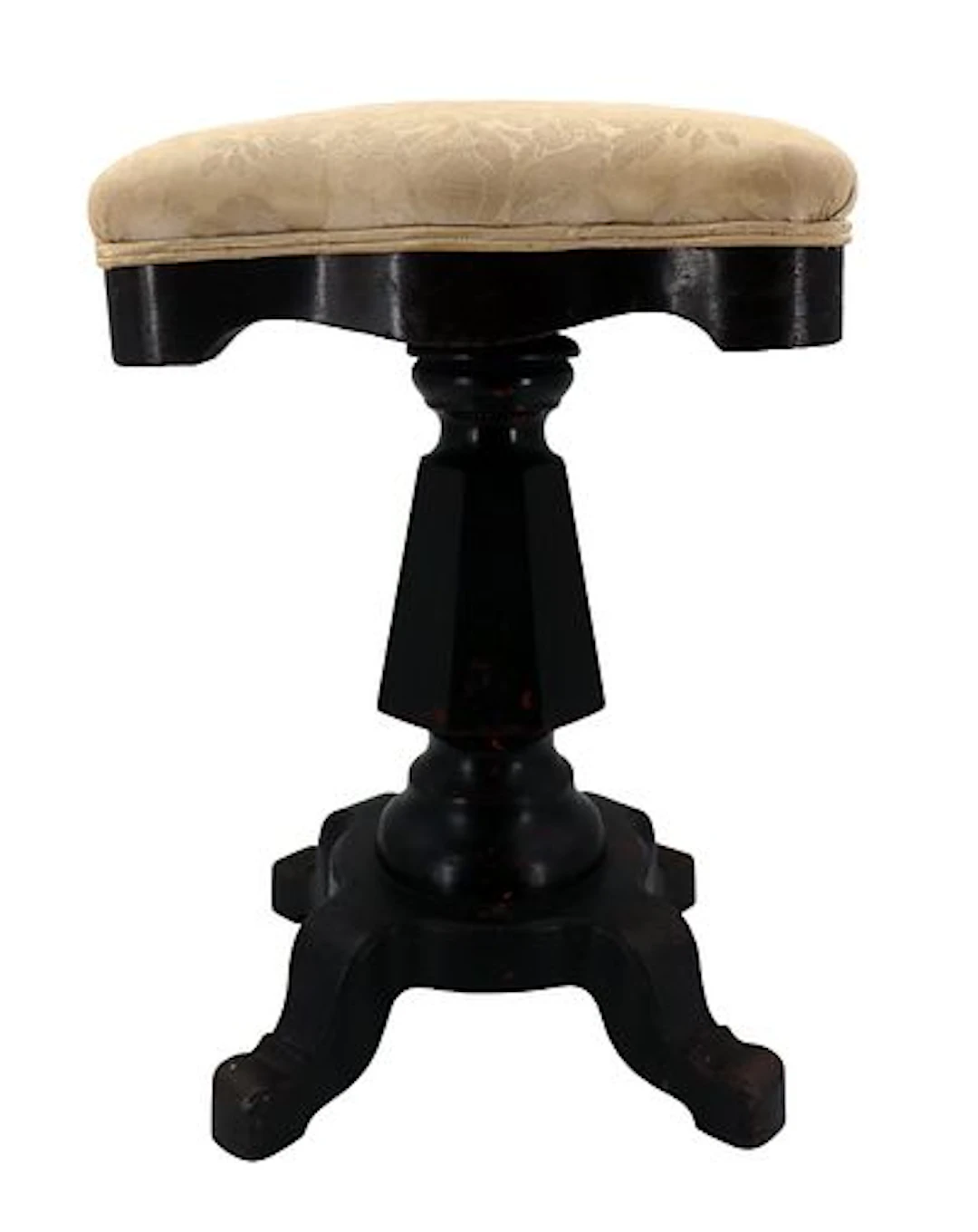 19th Century American Empire Period Piano Stool with Cast Iron Legs