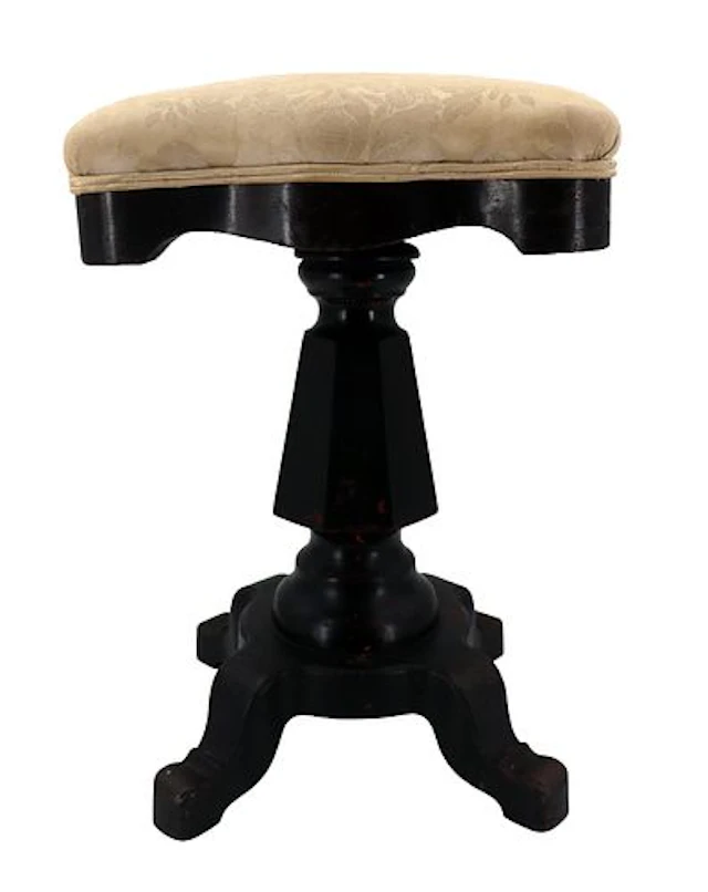 19th Century American Empire Period Piano Stool with Cast Iron Legs