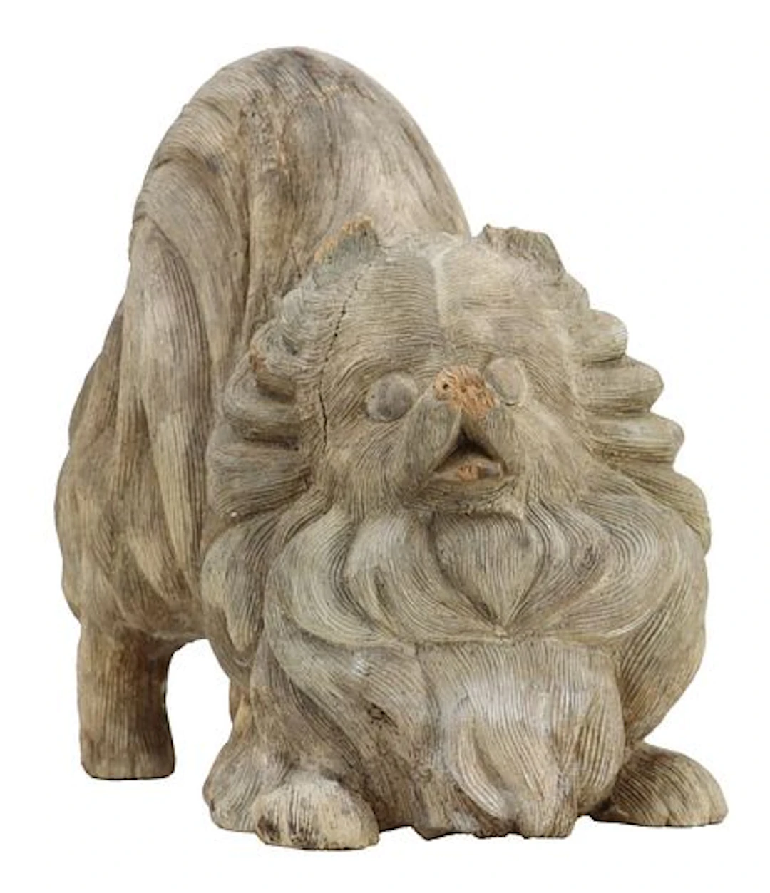 Chinese Carved Wood Foo Lion