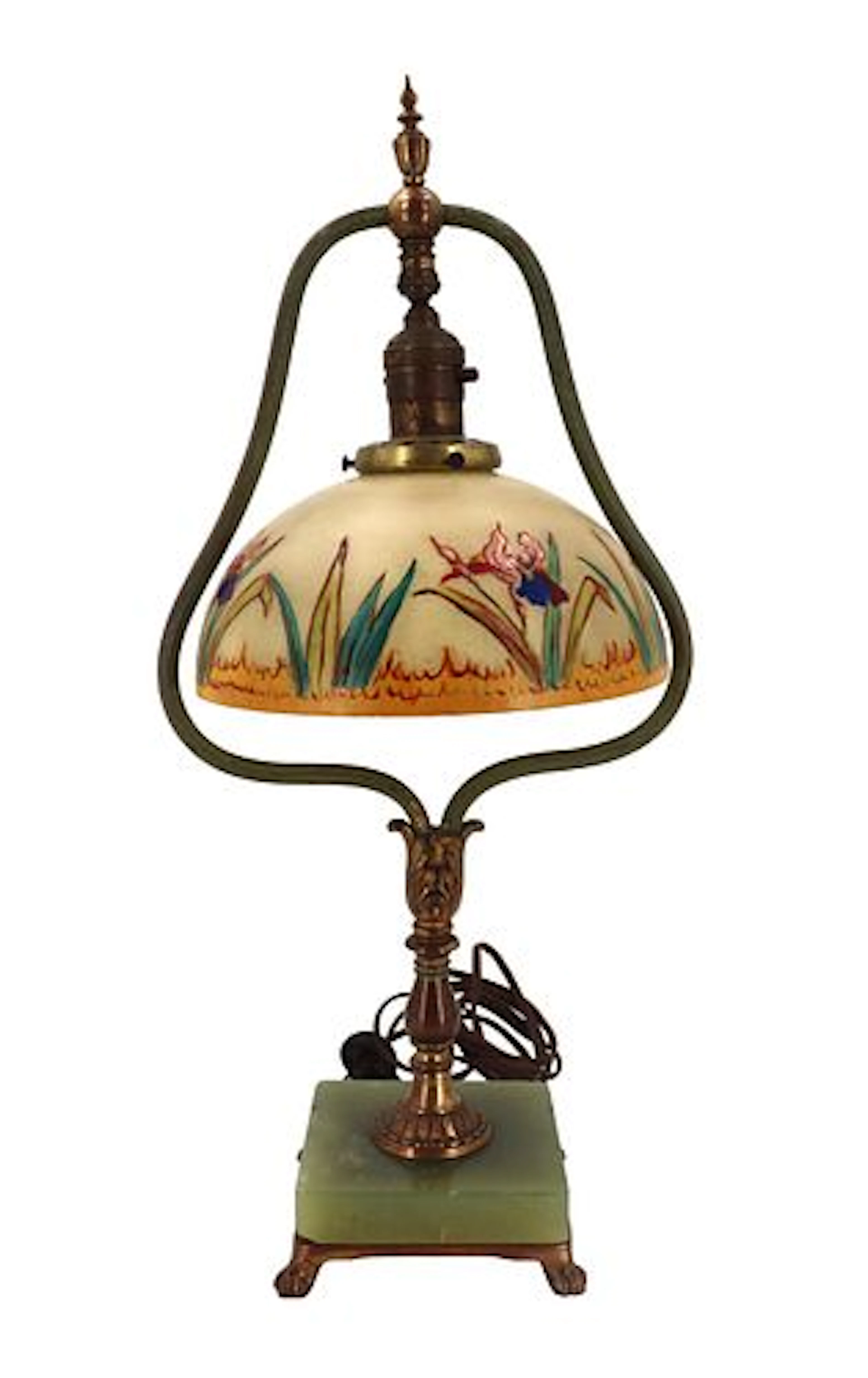 Attributed to Tiffany Studios Art Nouveau Style Reverse Painted Glass