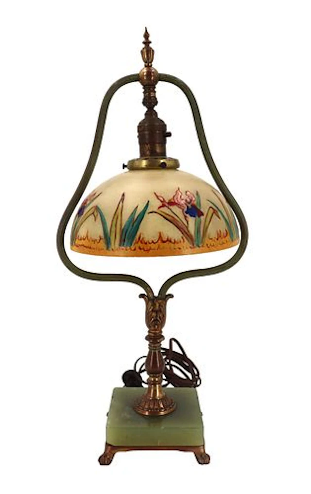 Attributed to Tiffany Studios Art Nouveau Style Reverse Painted Glass