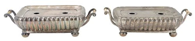 Pair of George III Old Sheffield Plate Gadrooned Hot Water Entrée