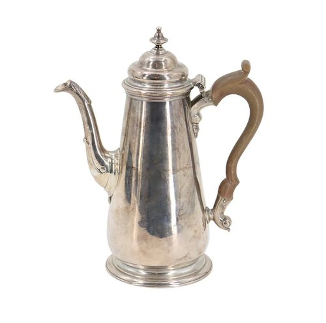 Antique Georgian English Sterling Silver and Wood Coffee Pot - Approx