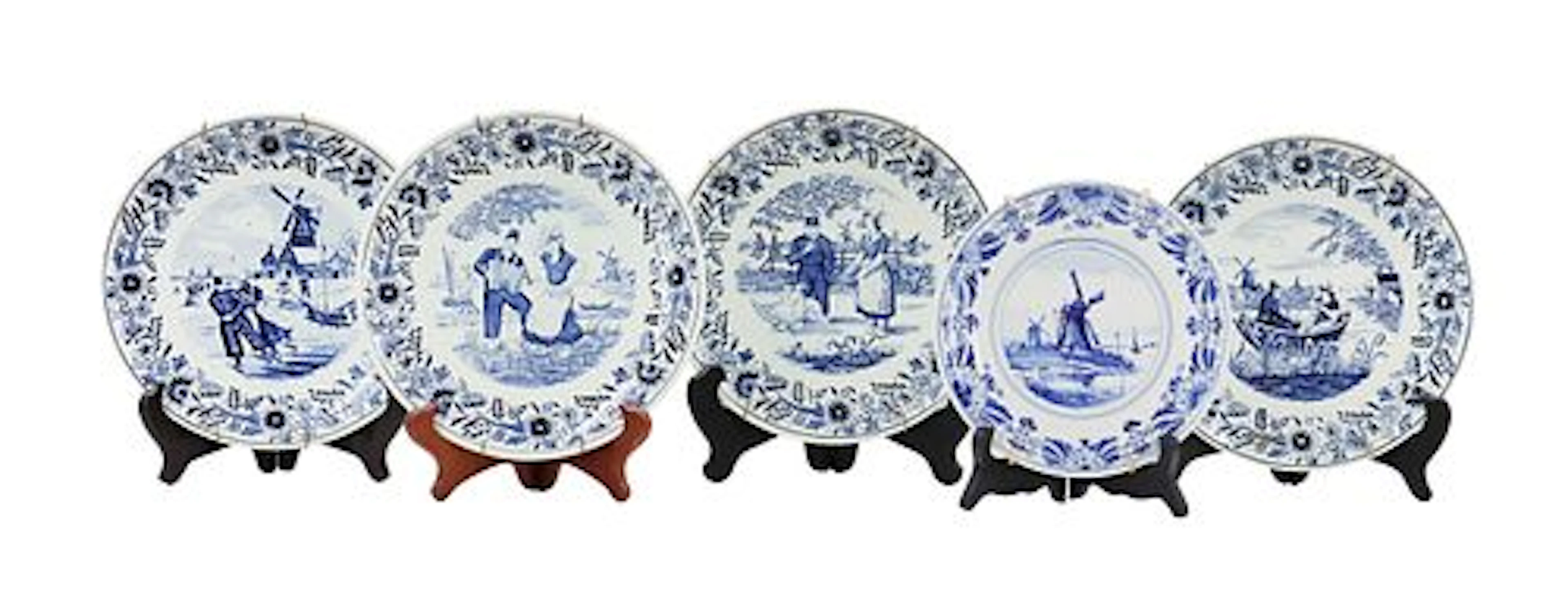 (5) Dutch Delft Earthenware Decorative Plates