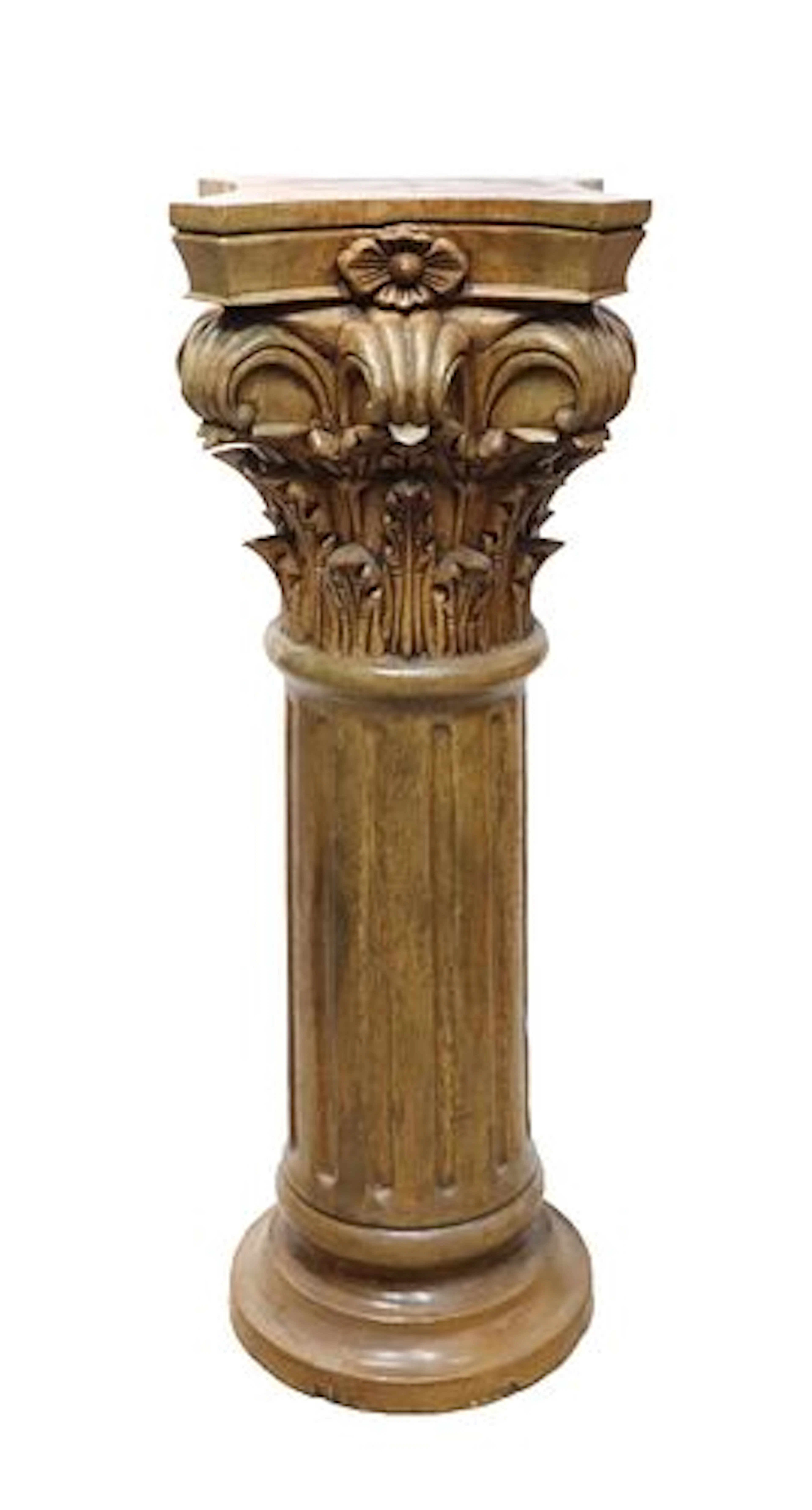 Solid Carved Teak Classical Column Pedestal