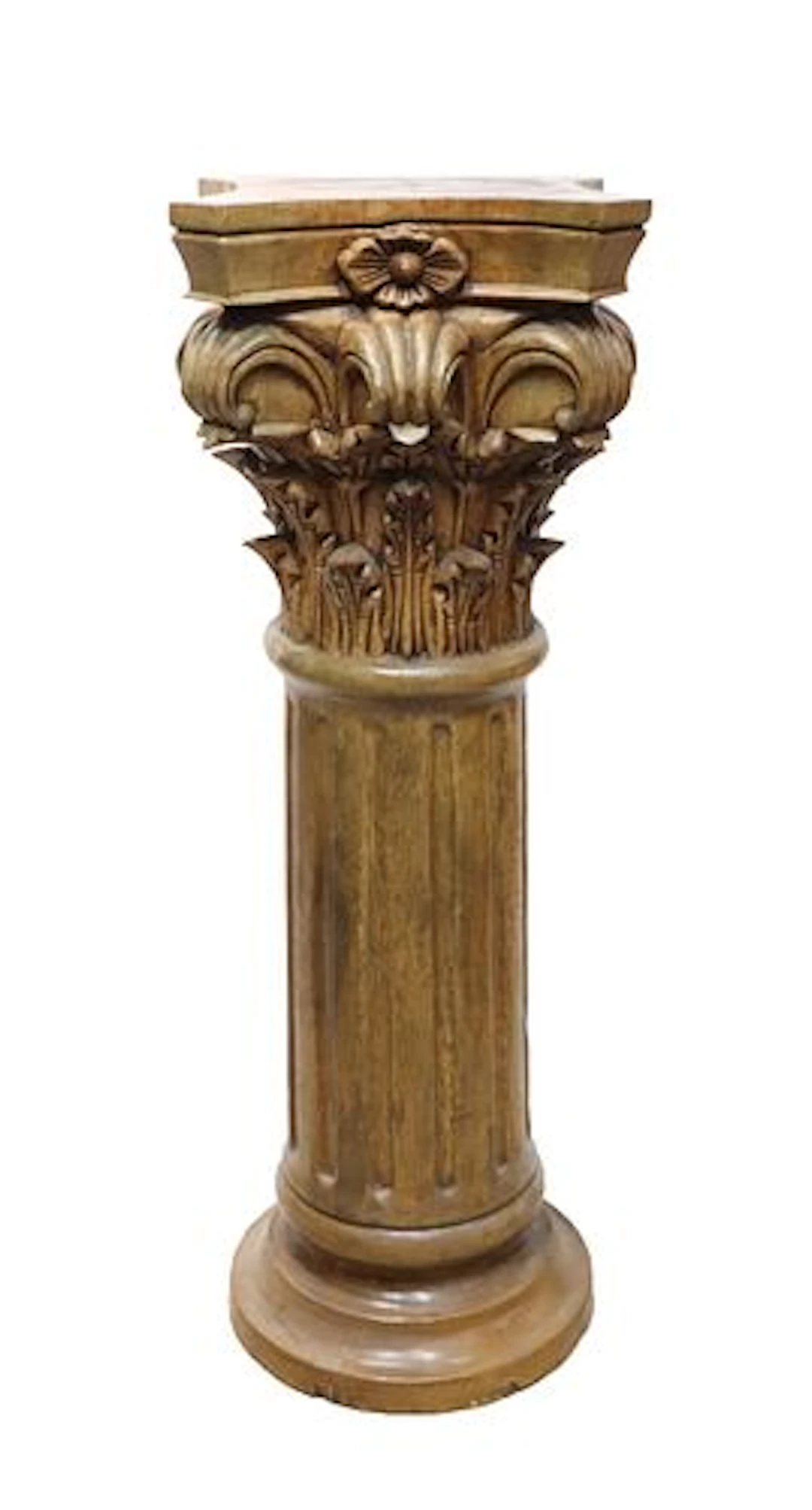 Solid Carved Teak Classical Column Pedestal