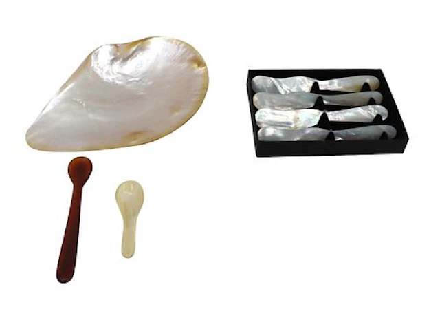 (7) Mother of Pearl and Natural Shell Caviar Serving Pieces